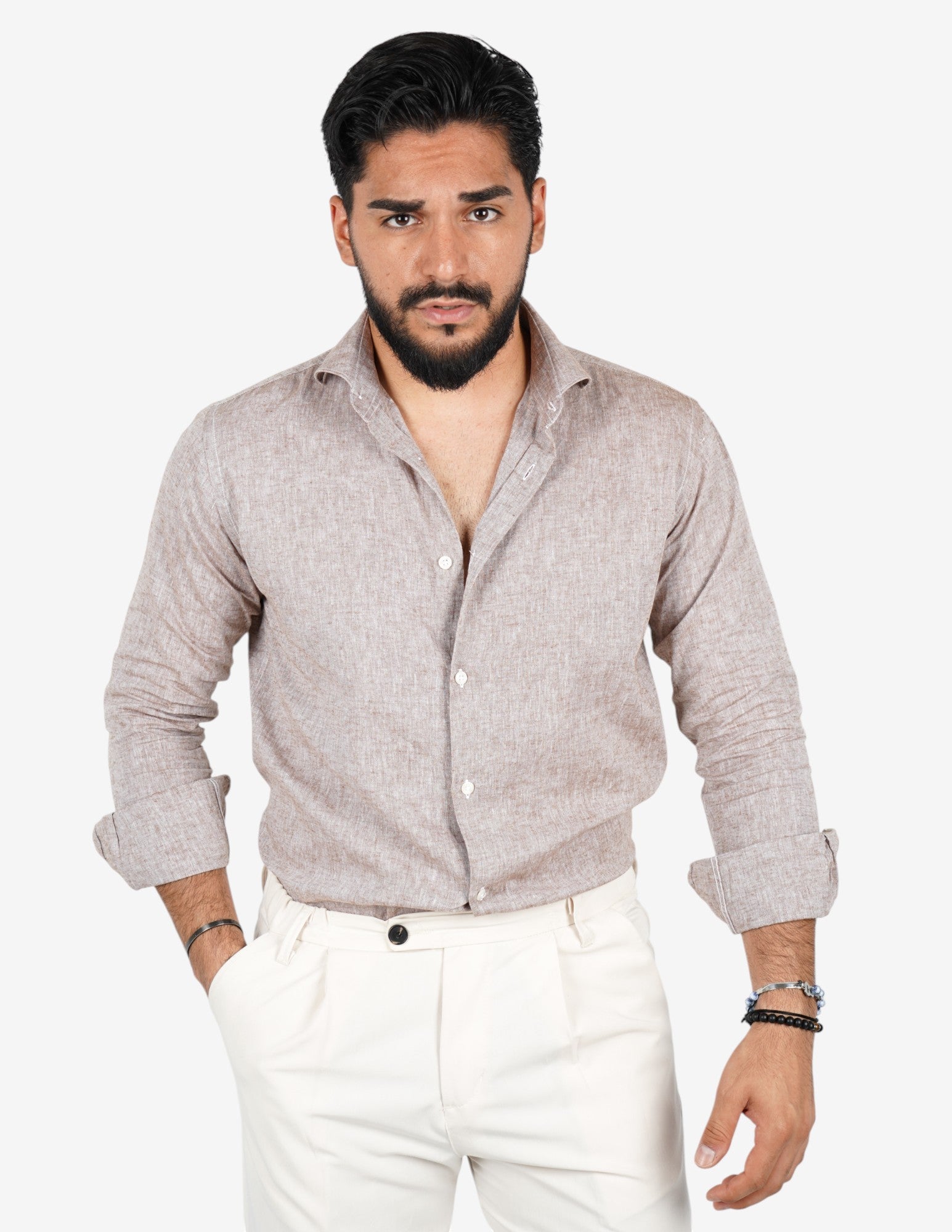 camicia uomo profumata in lino collo classico