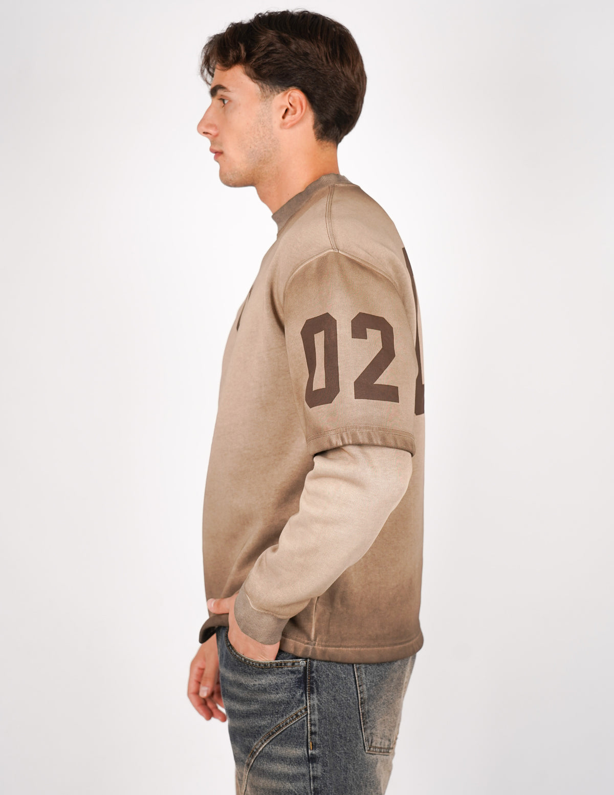 LONG SLEEVE IN FELPA SLAVATA CON STAMPA
