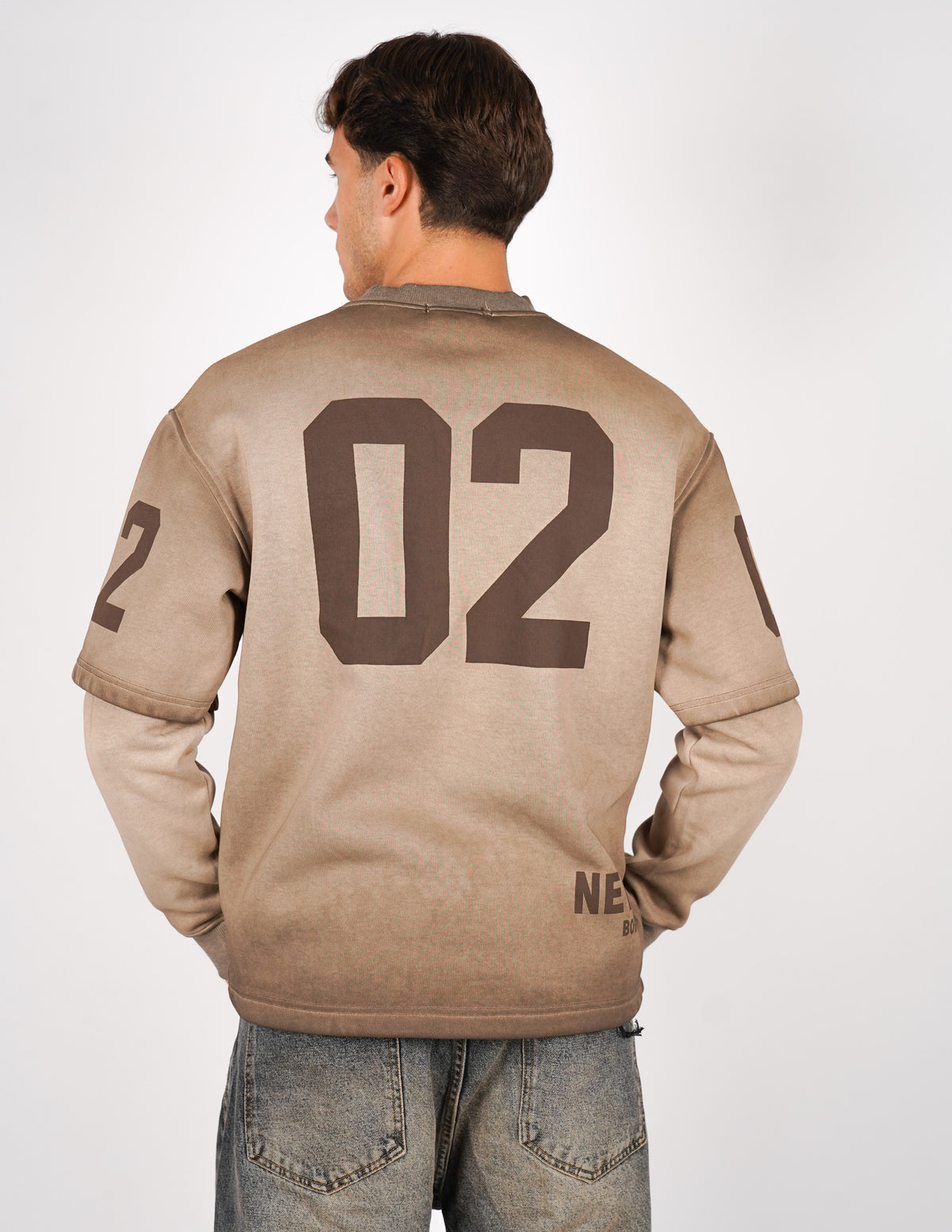 LONG SLEEVE IN FELPA SLAVATA CON STAMPA