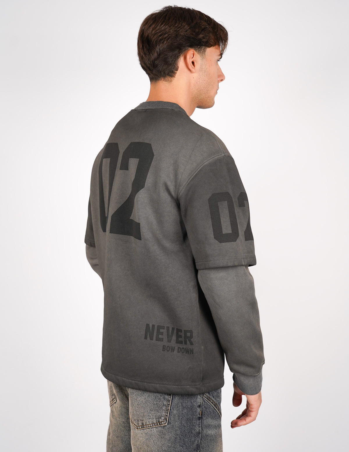 LONG SLEEVE IN FELPA SLAVATA CON STAMPA