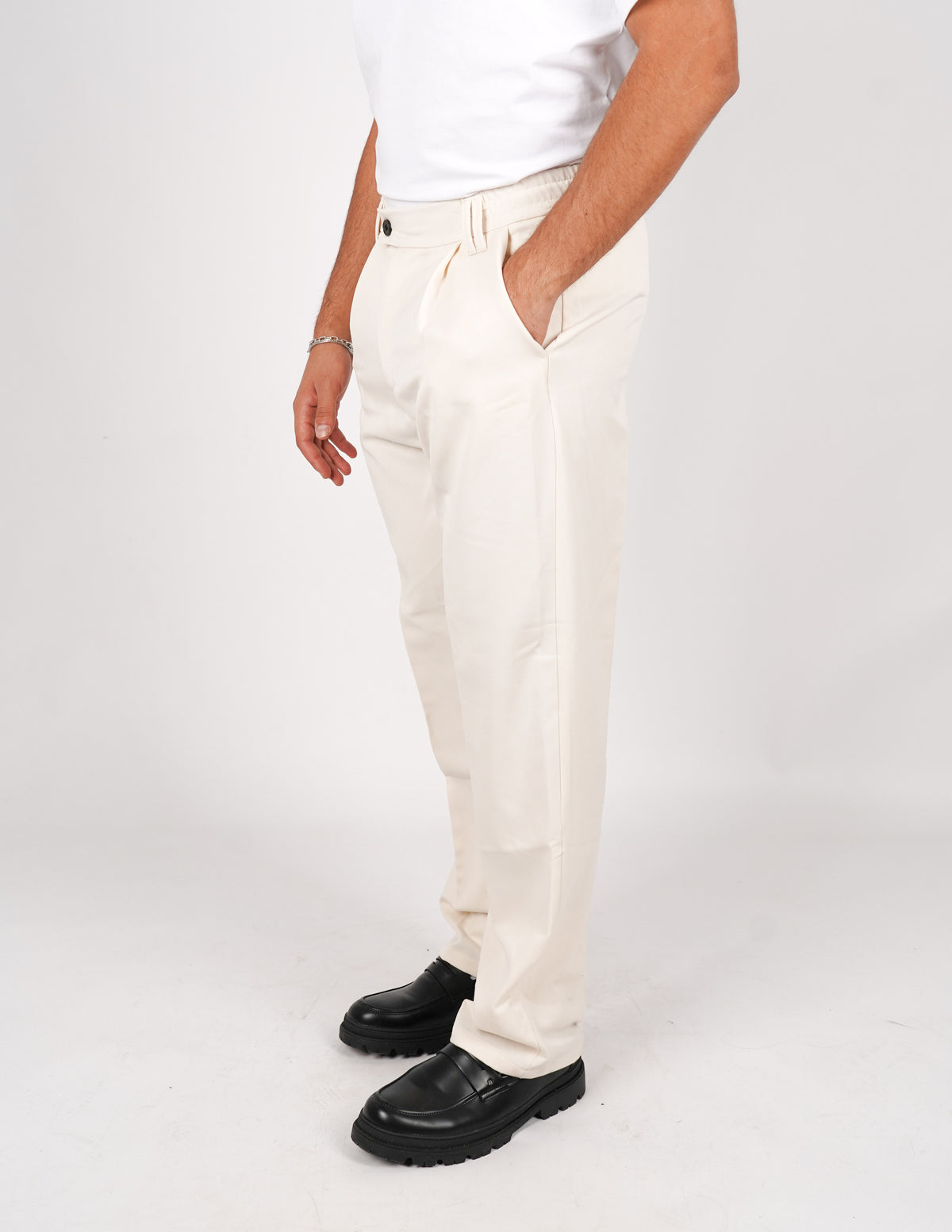 pantalone uomo fondo largo tinta unita