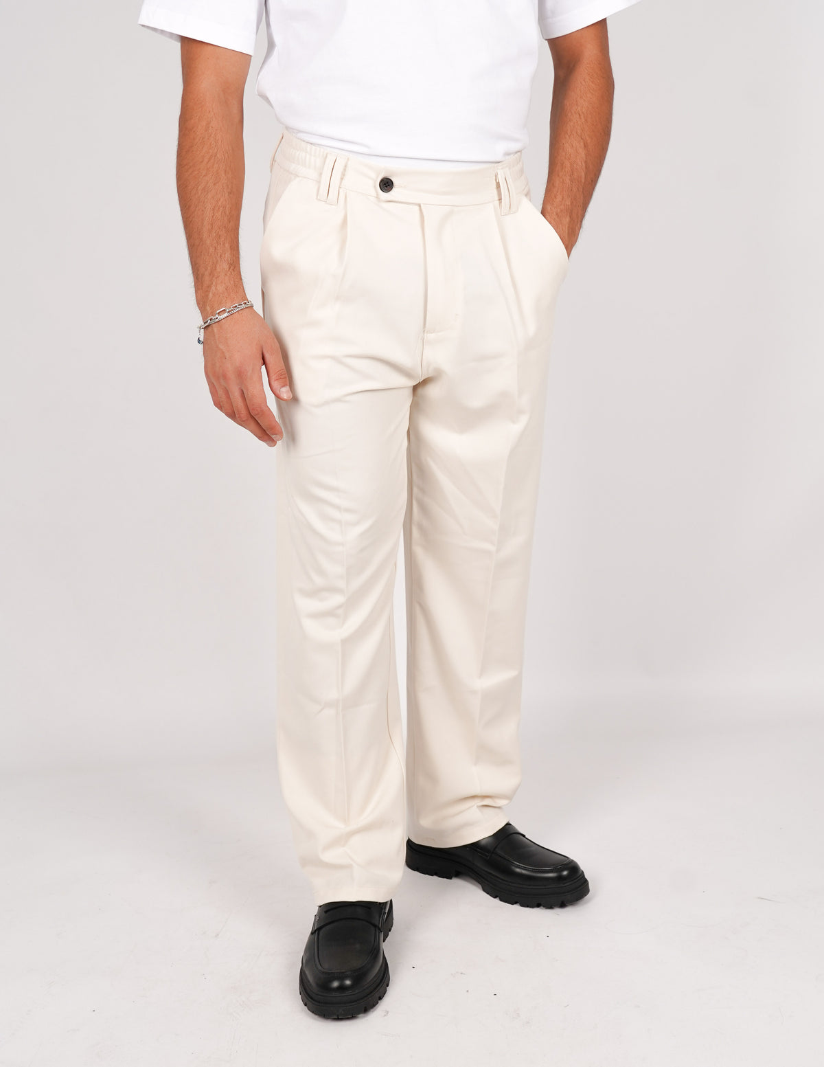 pantalone uomo fondo largo tinta unita