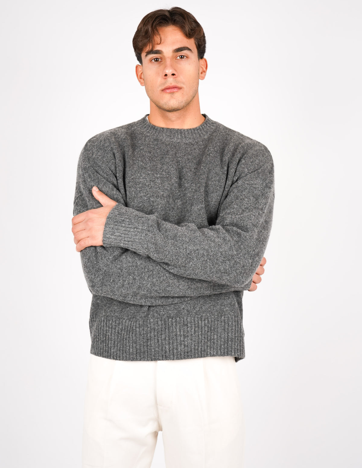 MAGLIONE CROP FIT IN MISTO LANA