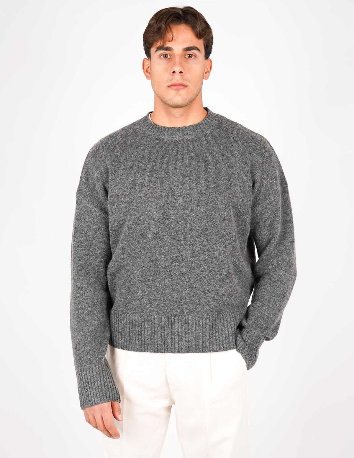 MAGLIONE CROP FIT IN MISTO LANA