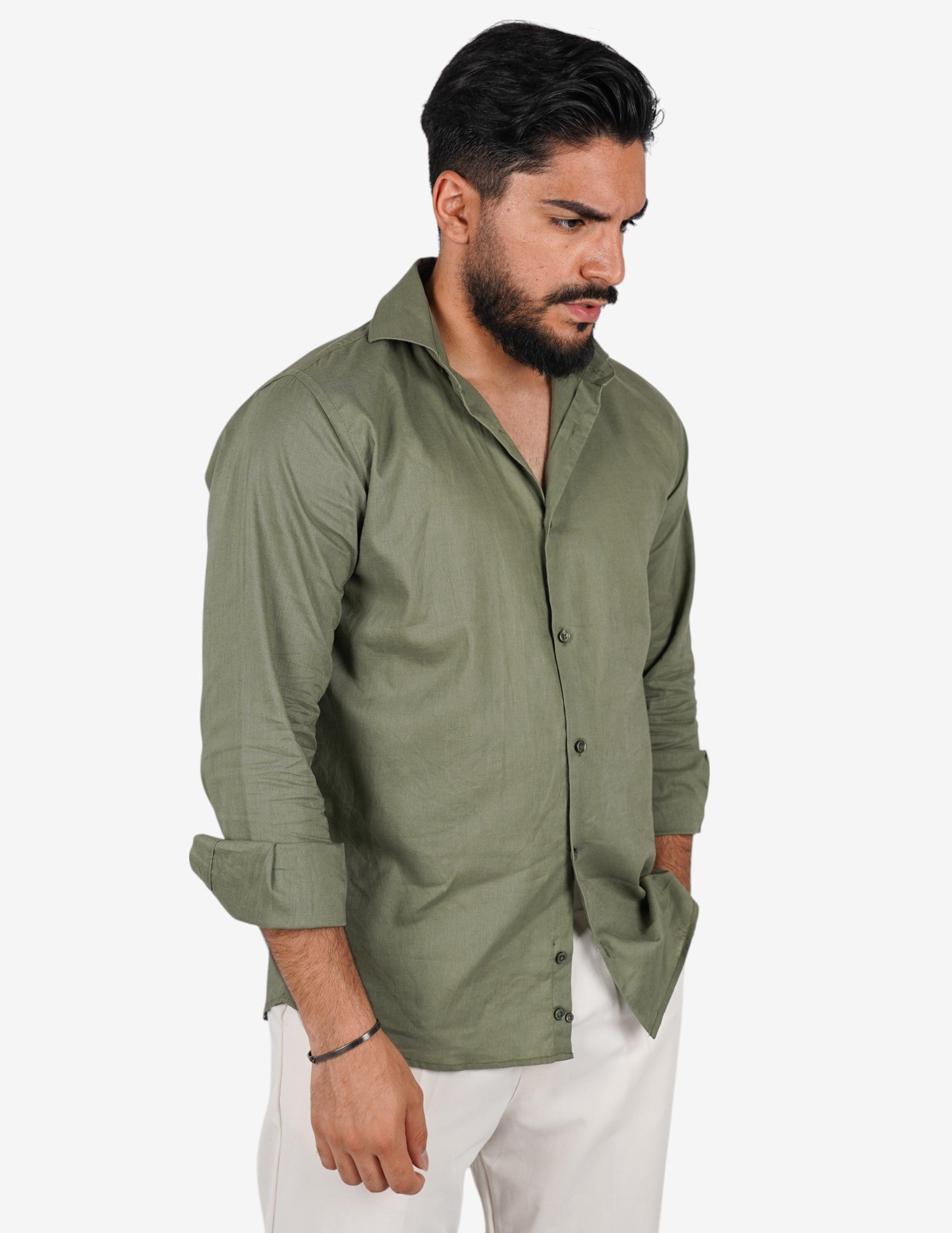 camicia uomo profumata in lino collo classico