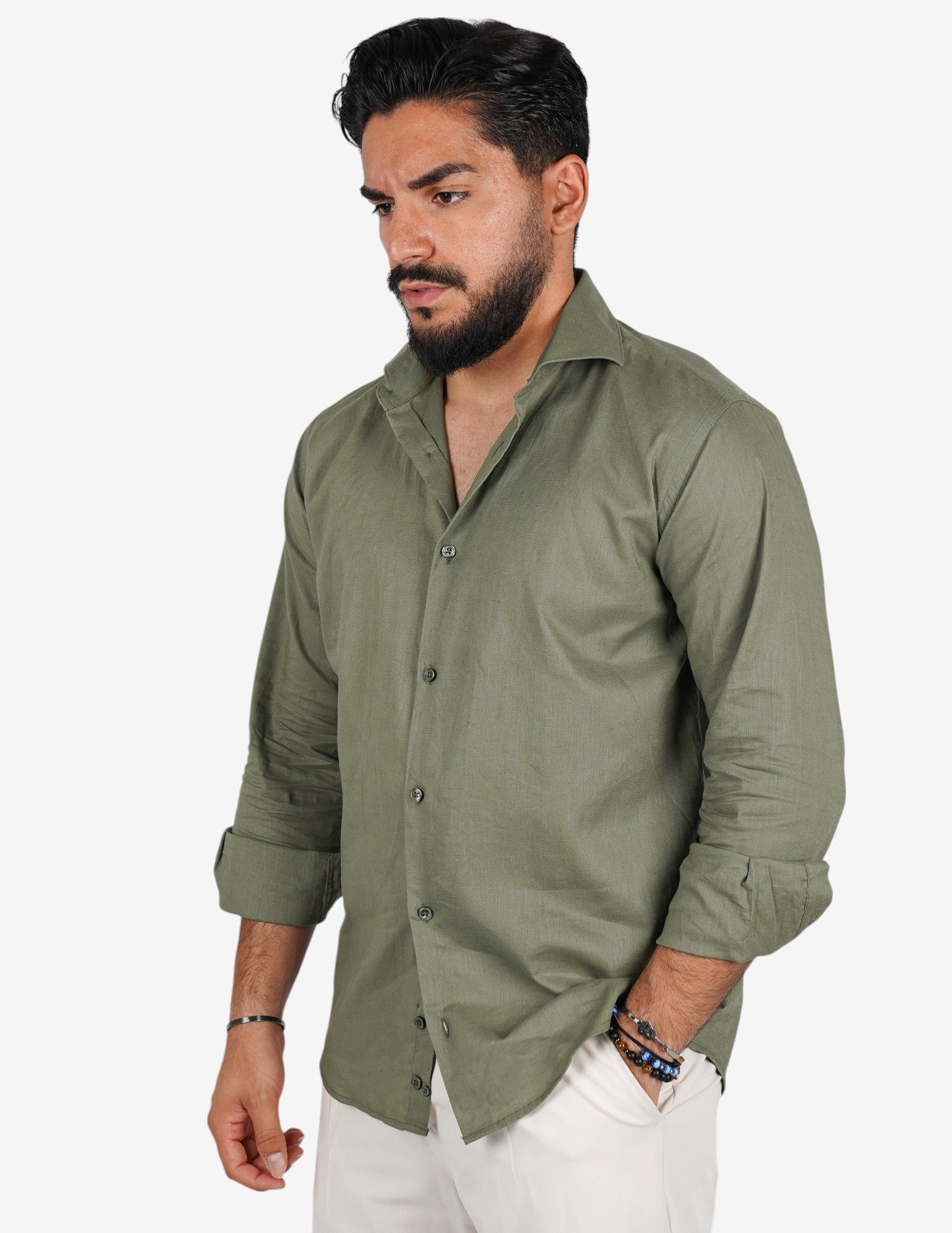 camicia uomo profumata in lino collo classico