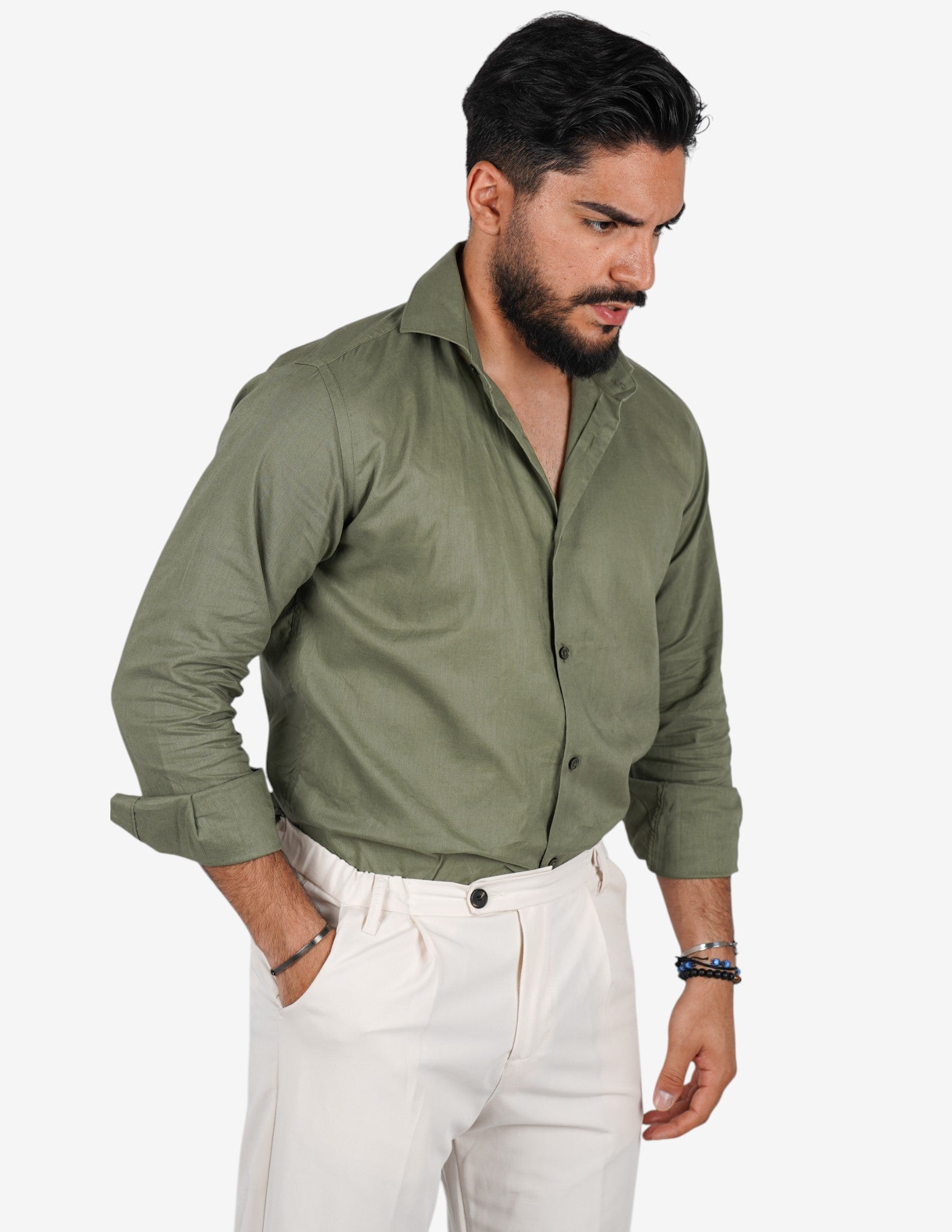 camicia uomo profumata in lino collo classico