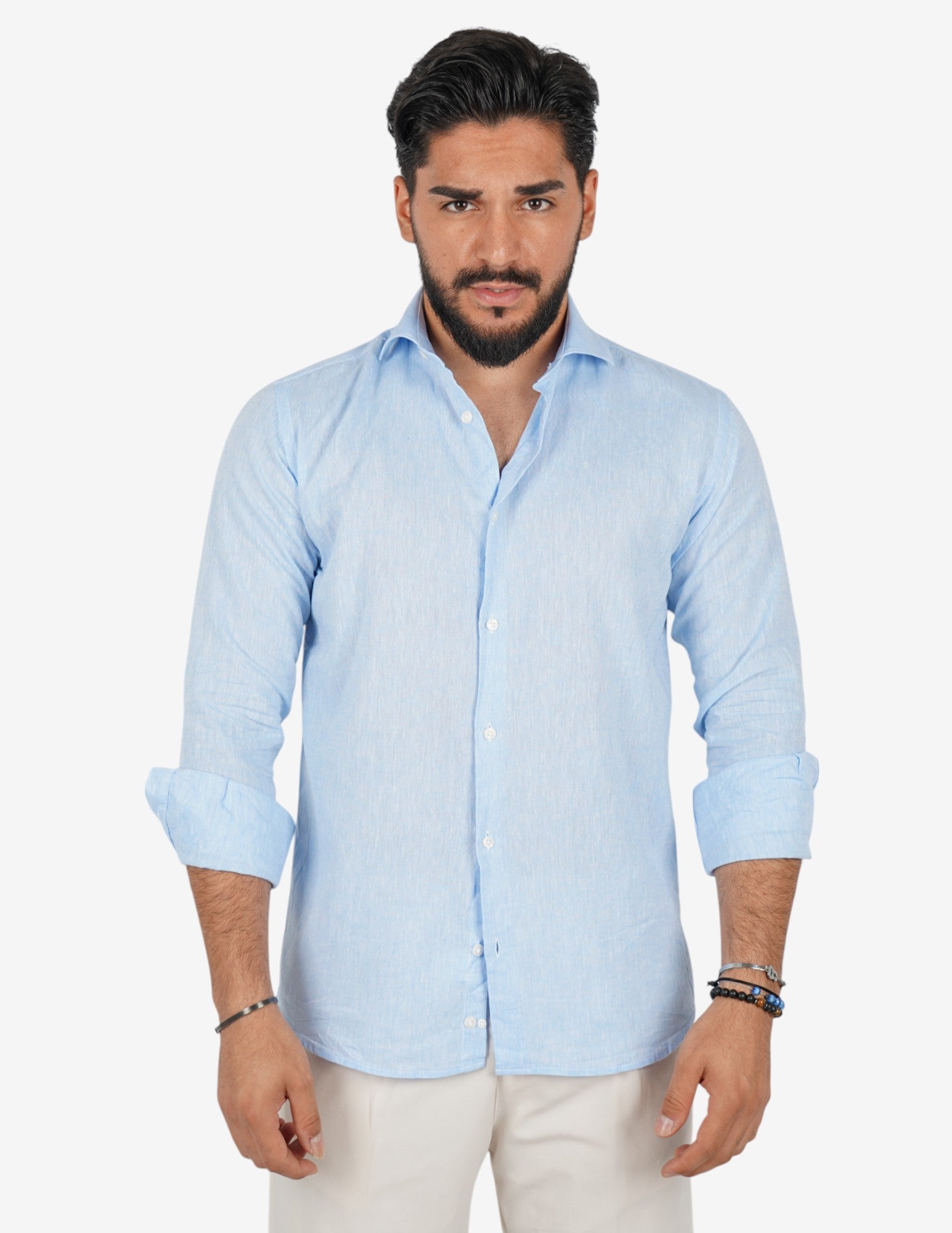camicia uomo profumata in lino collo classico