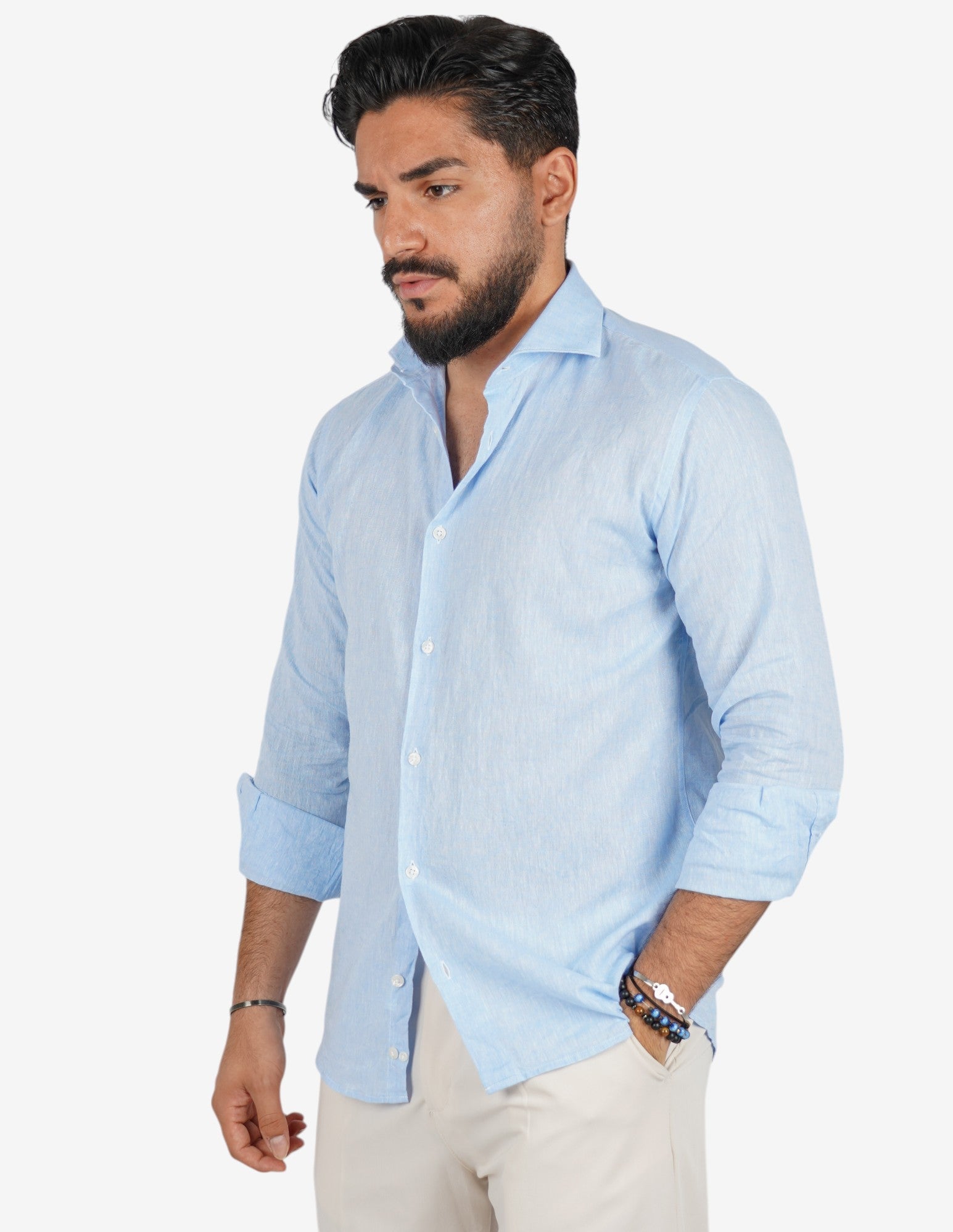 camicia uomo profumata in lino collo classico