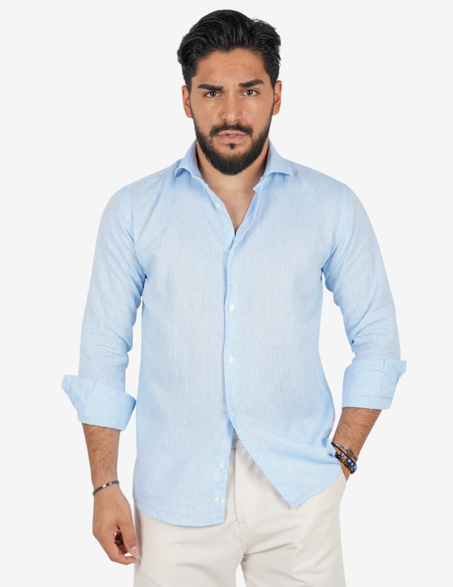 camicia uomo profumata in lino collo classico