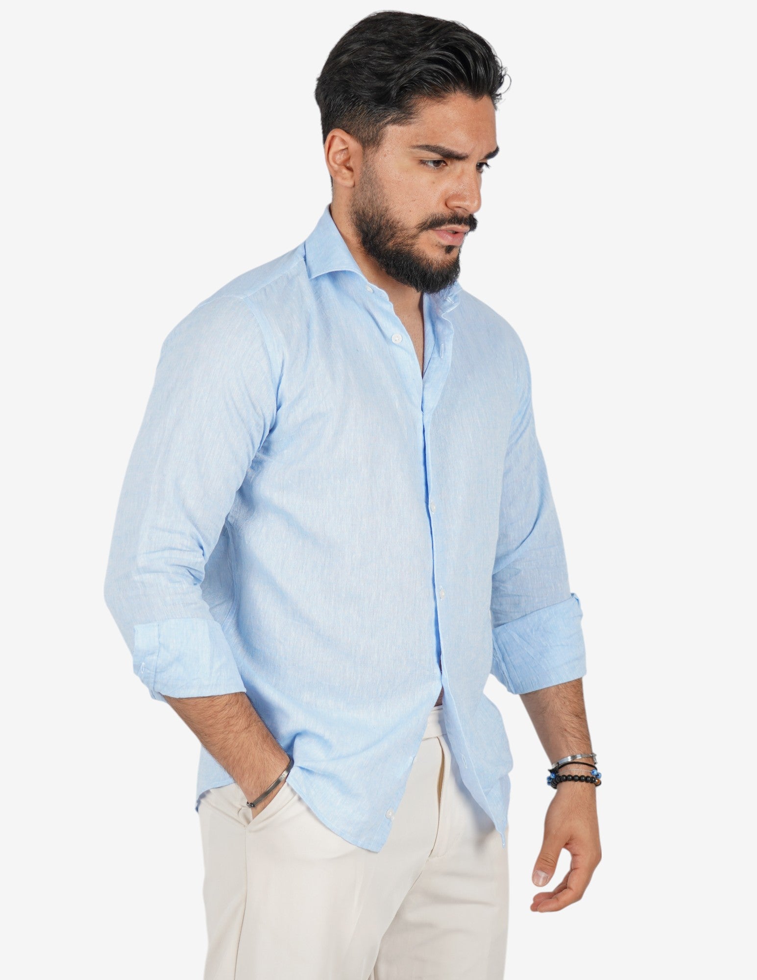 camicia uomo profumata in lino collo classico