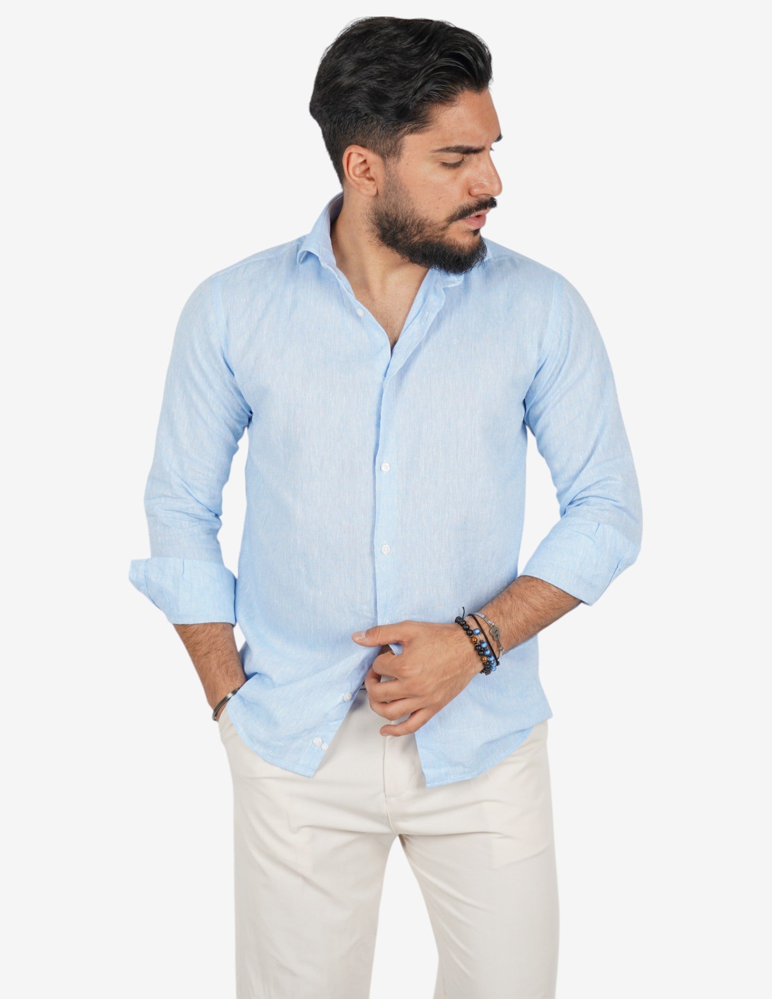 camicia uomo profumata in lino collo classico