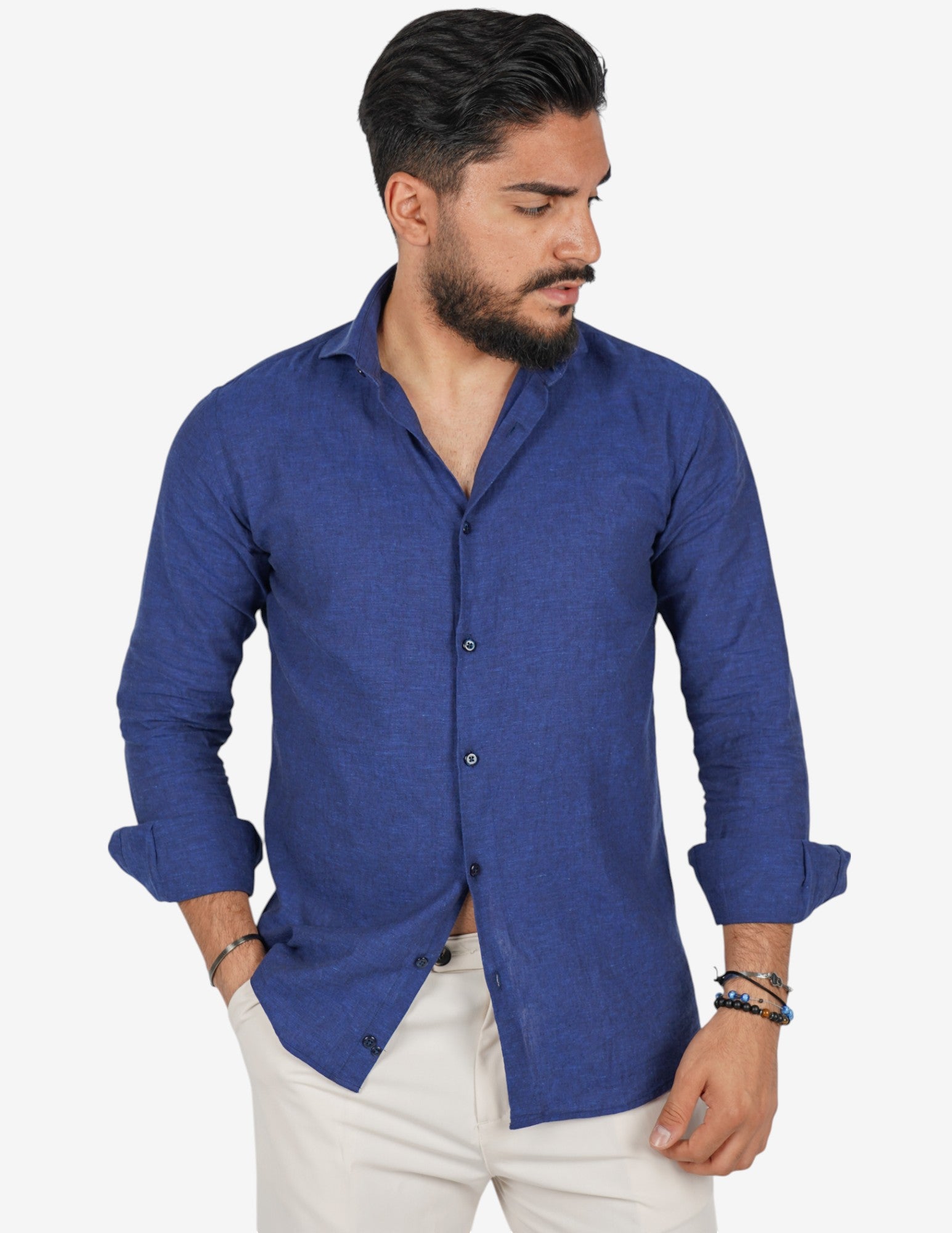 camicia uomo profumata in lino collo classico