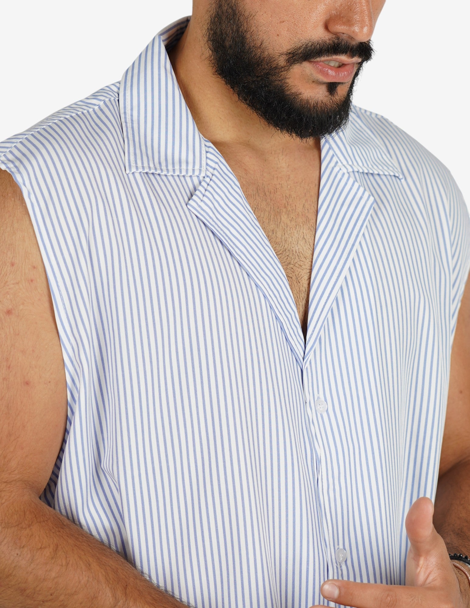 Camicia smanicata rigata