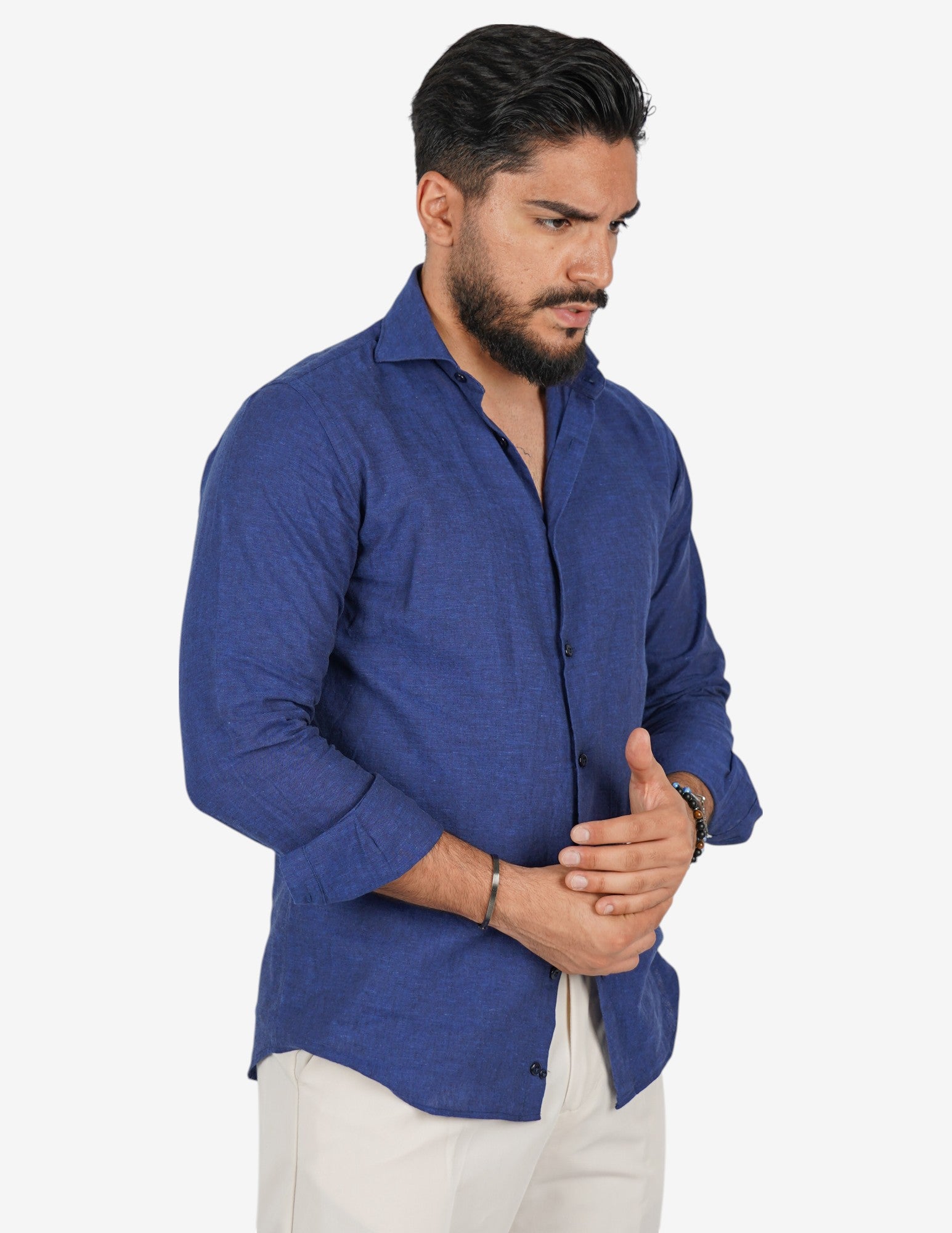 camicia uomo profumata in lino collo classico