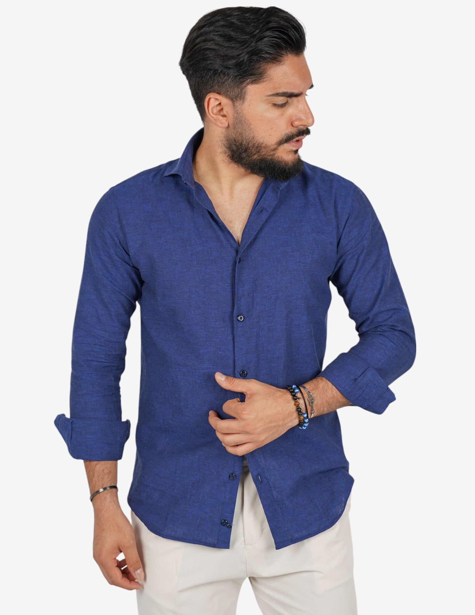 camicia uomo profumata in lino collo classico