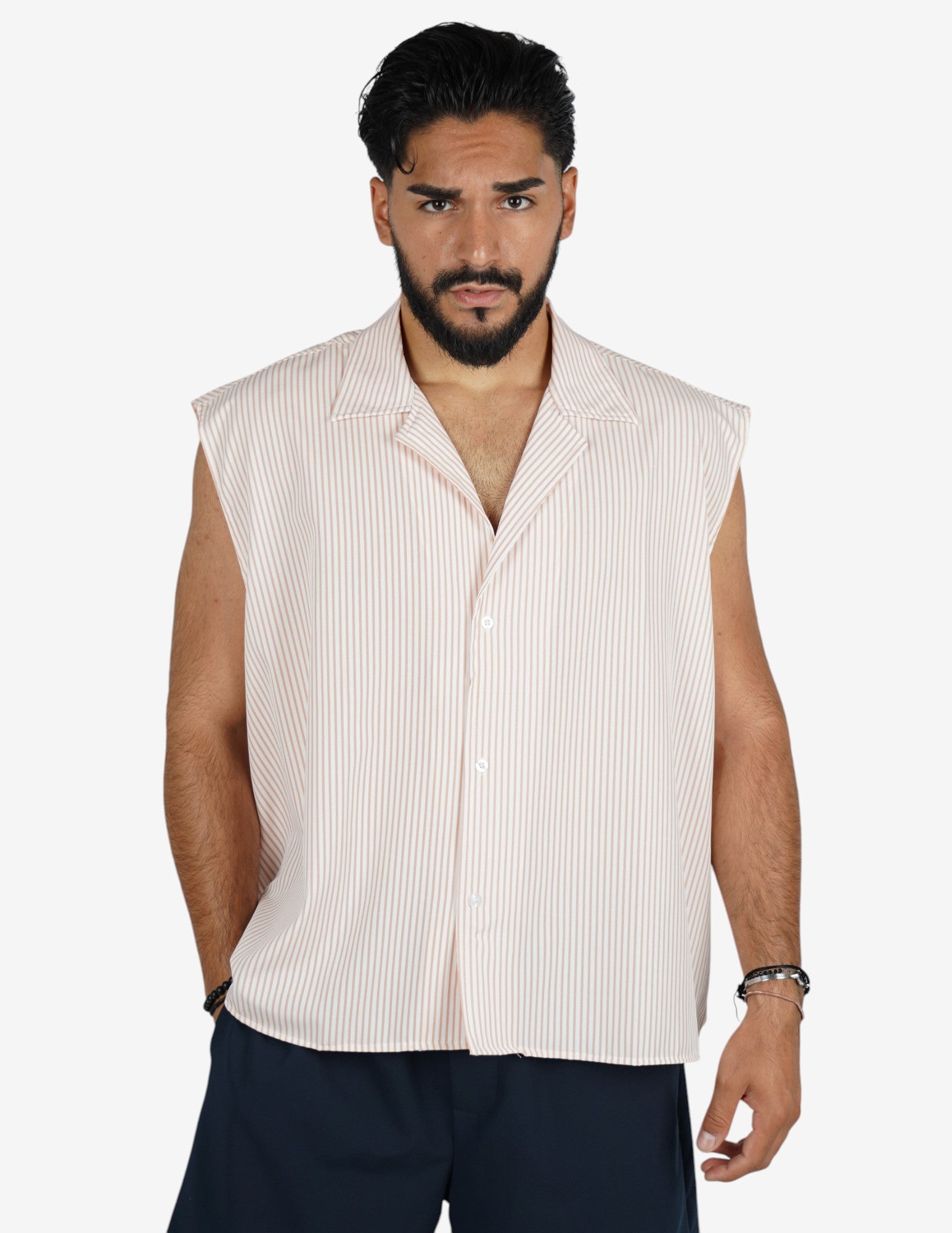 Camicia smanicata rigata