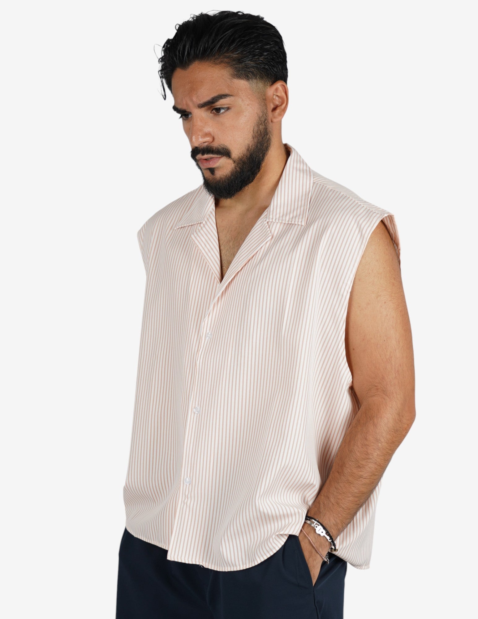 Camicia smanicata rigata