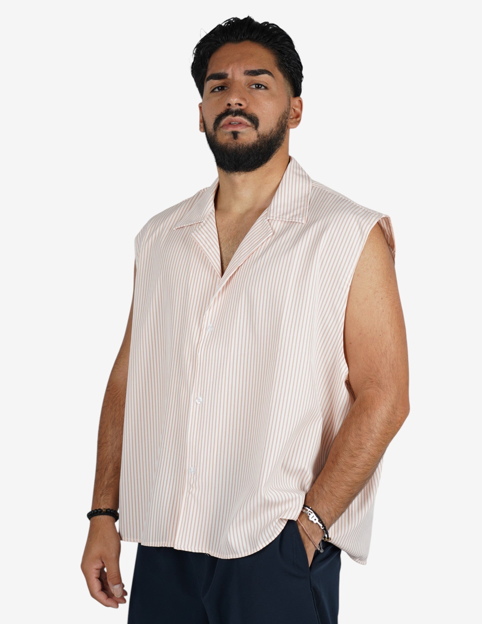 Camicia smanicata rigata