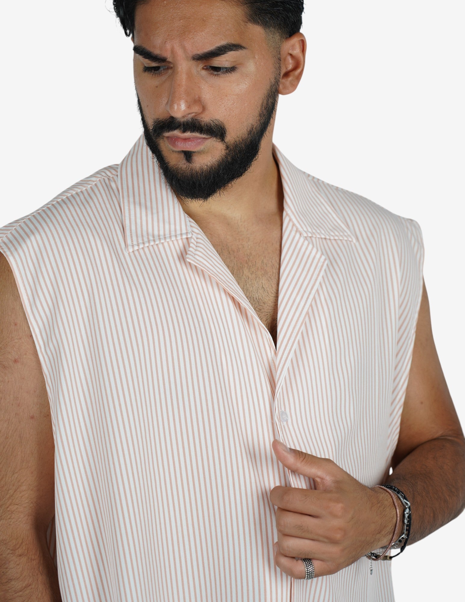 Camicia smanicata rigata