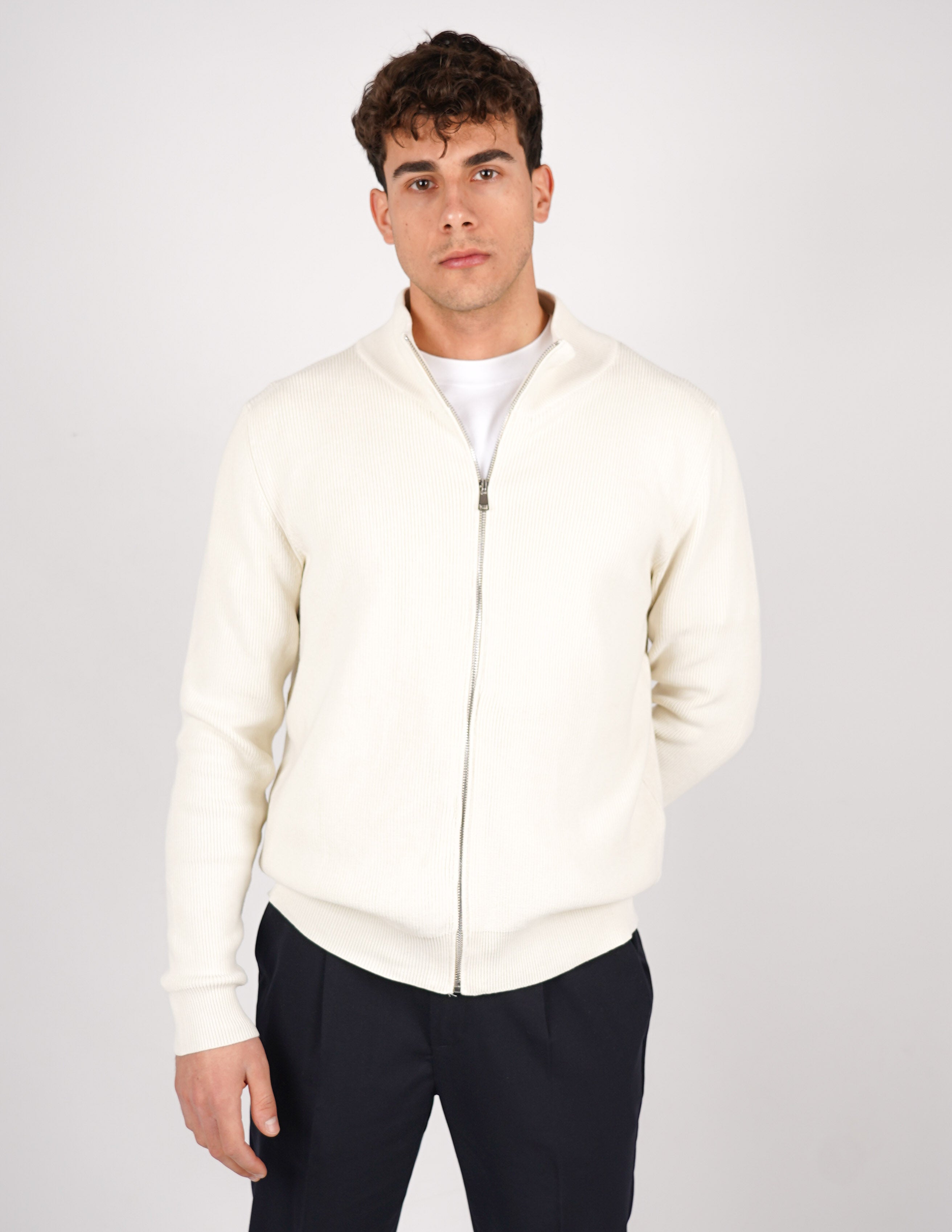 CARDIGAN UOMO TINTA UNITA CON ZIP