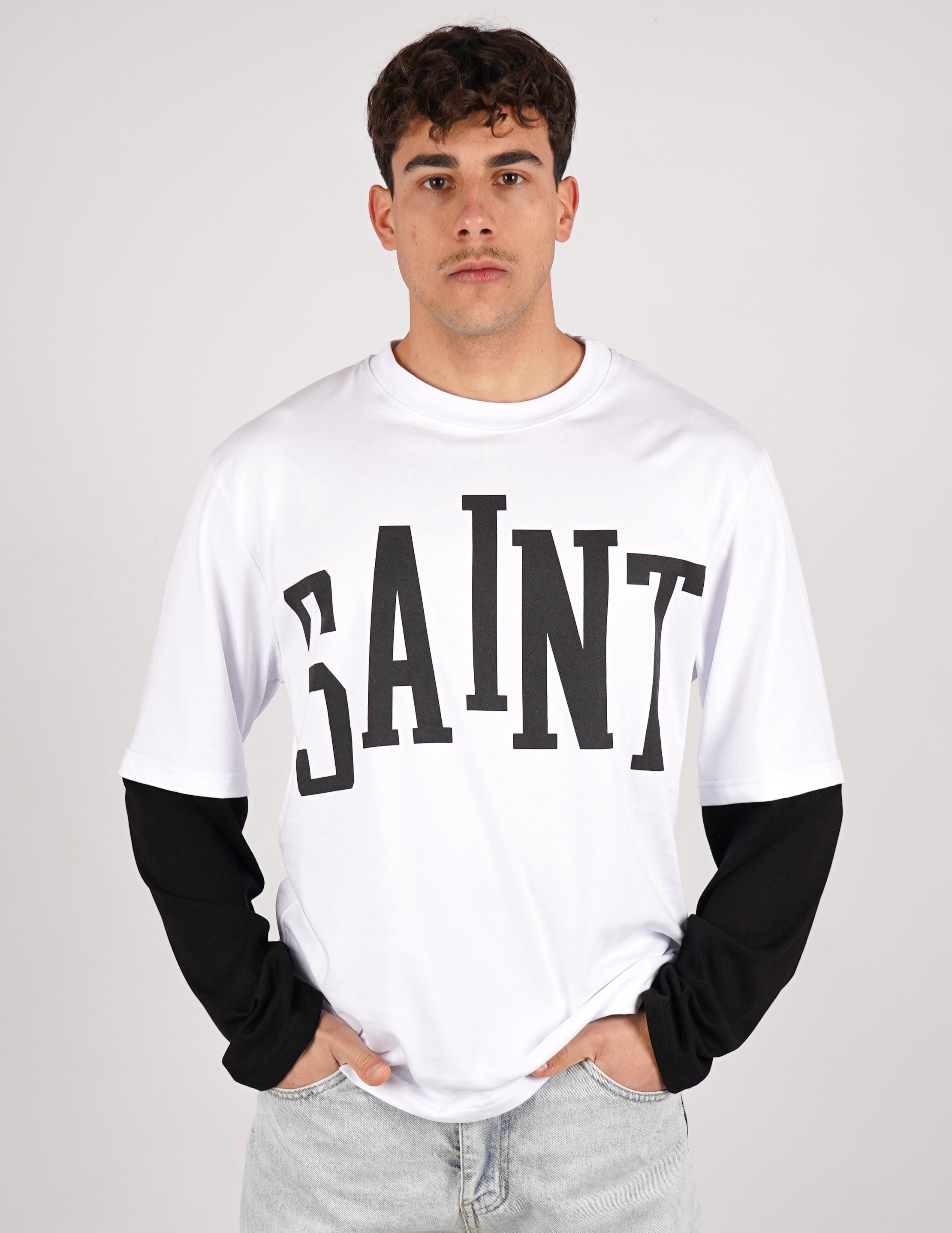 long sleeve doppio colore con stampa