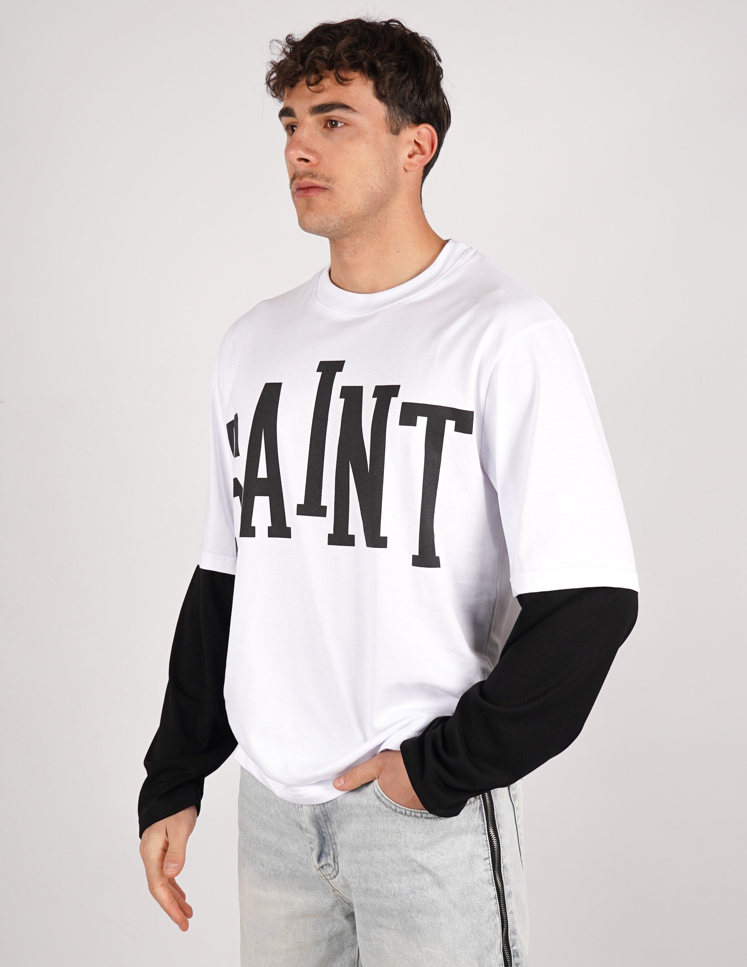 long sleeve doppio colore con stampa