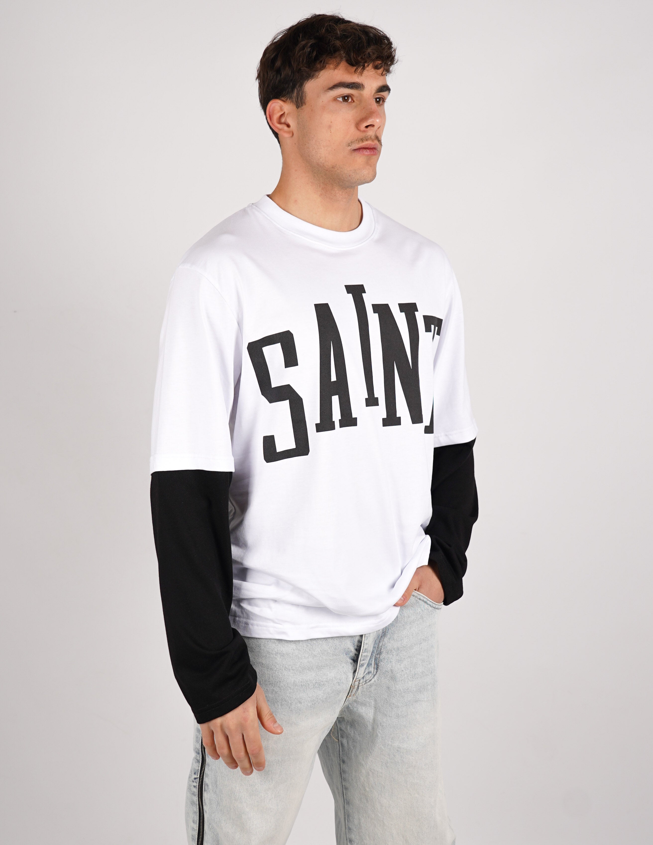 long sleeve doppio colore con stampa