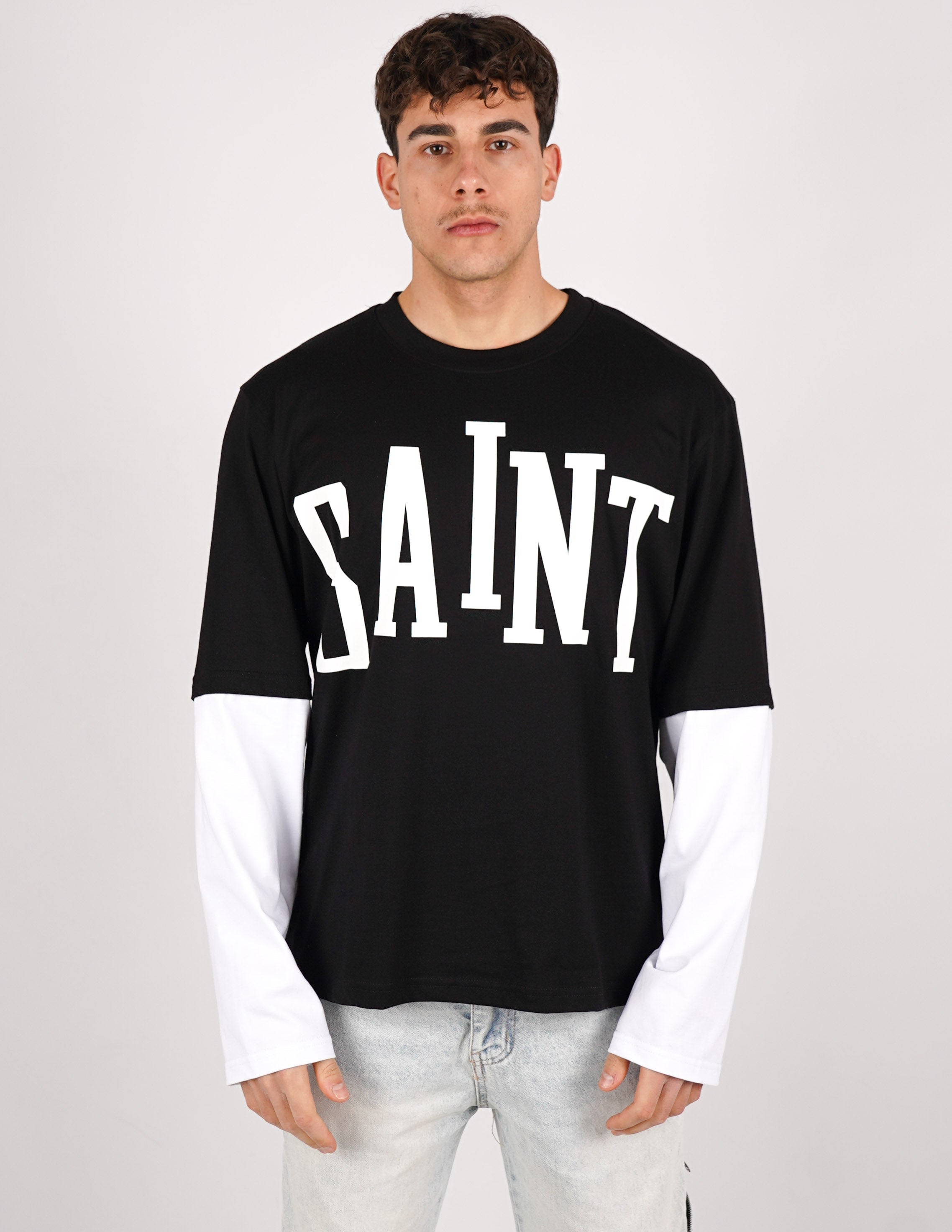 long sleeve doppio colore con stampa