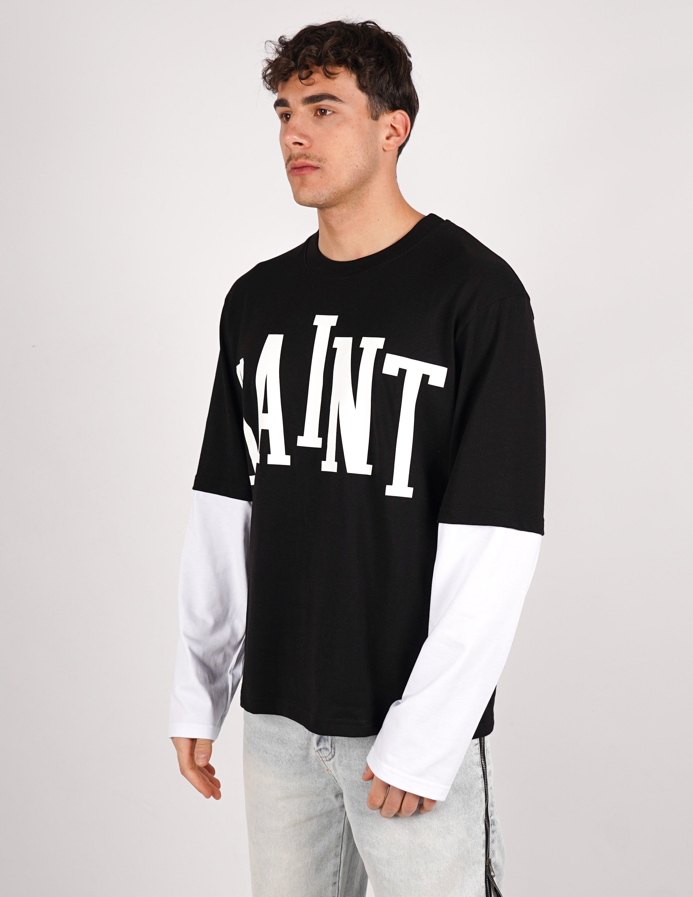 long sleeve doppio colore con stampa