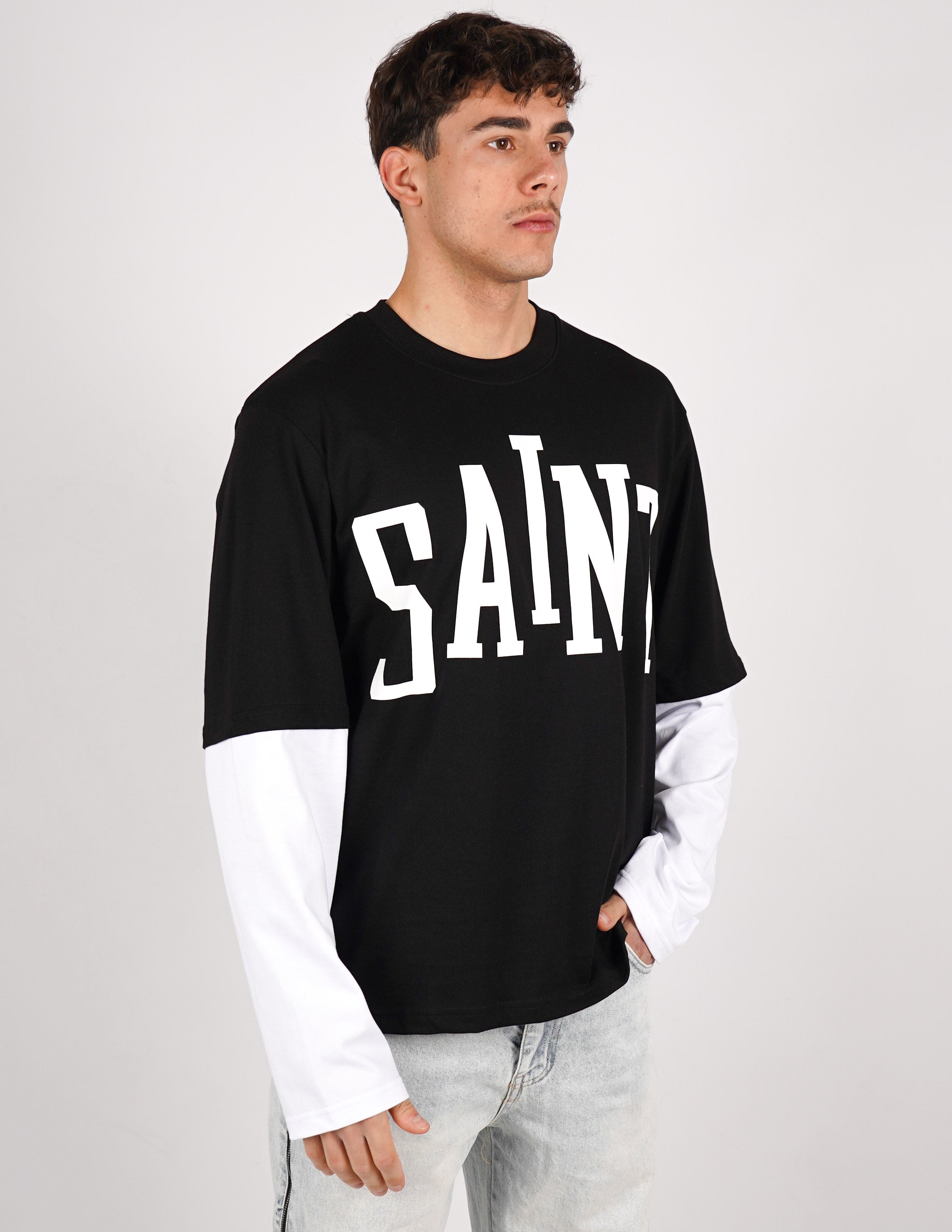 long sleeve doppio colore con stampa