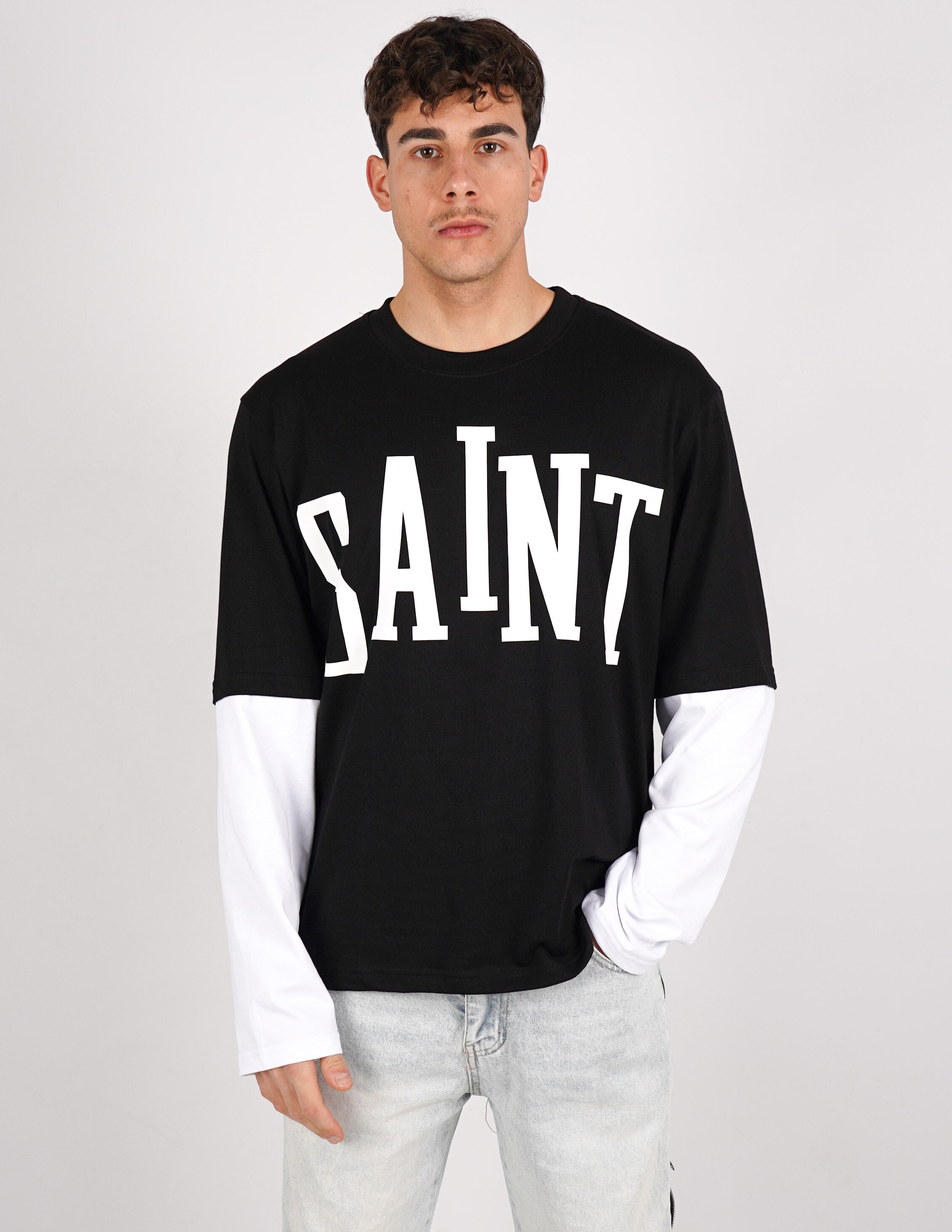 long sleeve doppio colore con stampa