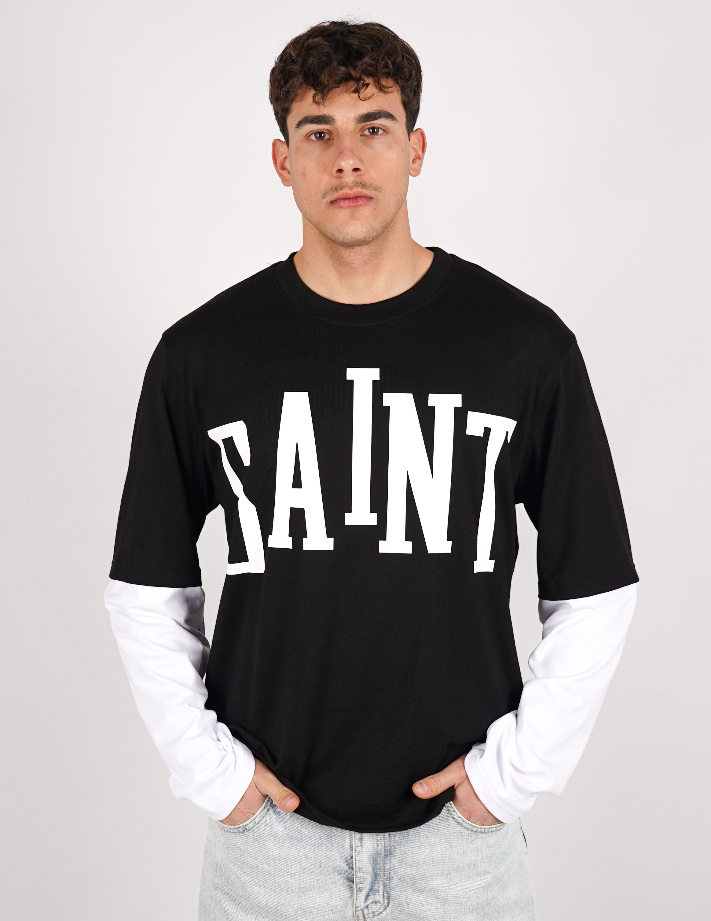 long sleeve doppio colore con stampa