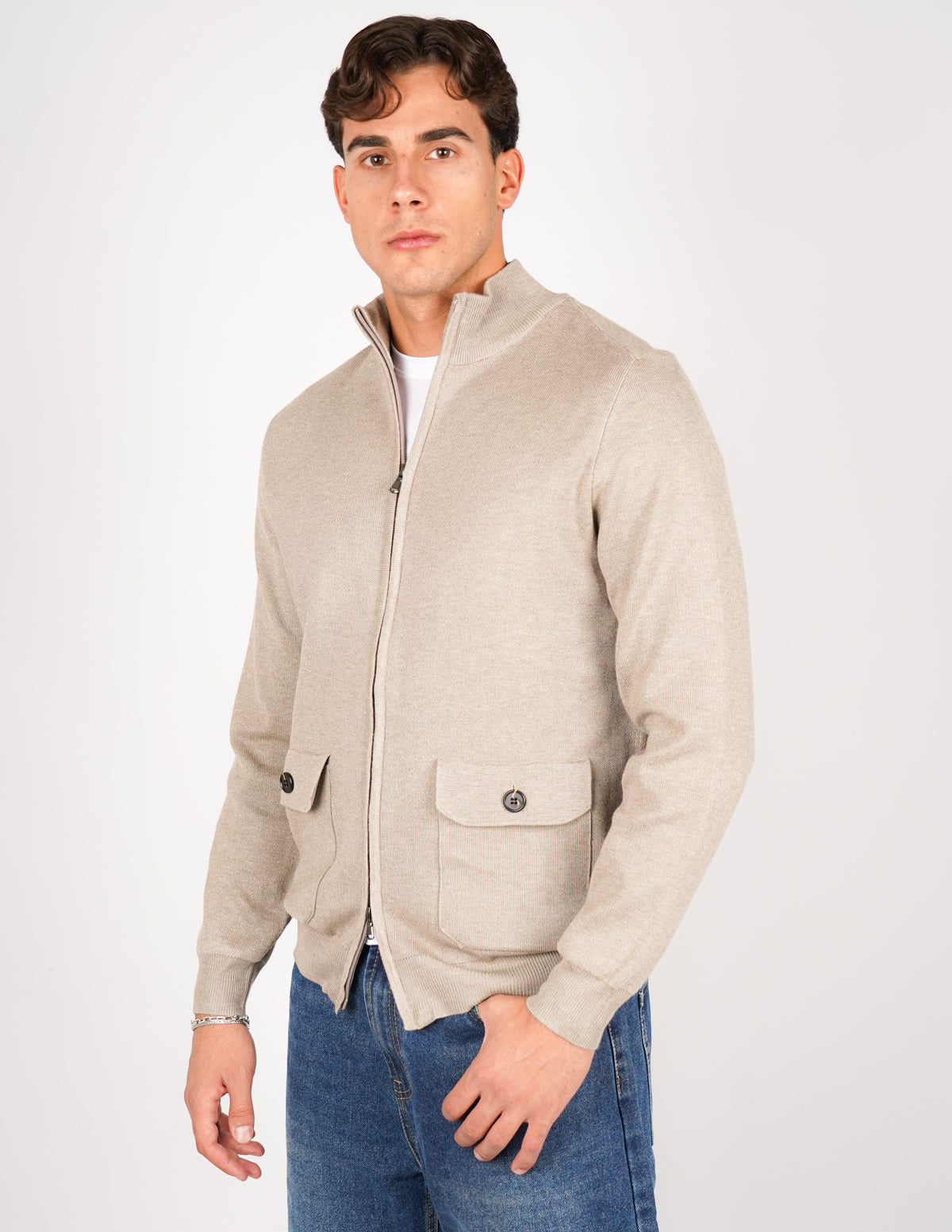 CARDIGAN CON ZIP E TASCHE