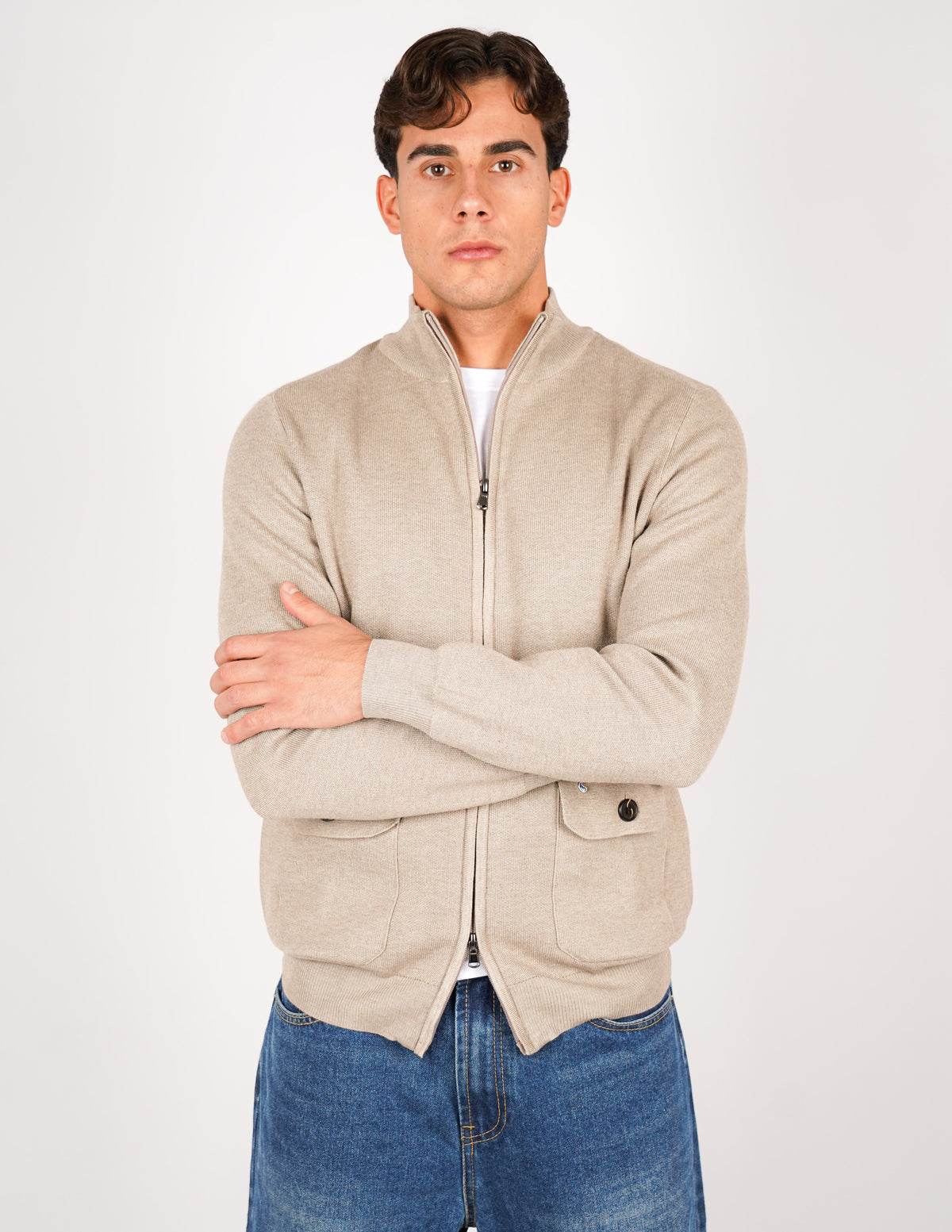 CARDIGAN CON ZIP E TASCHE