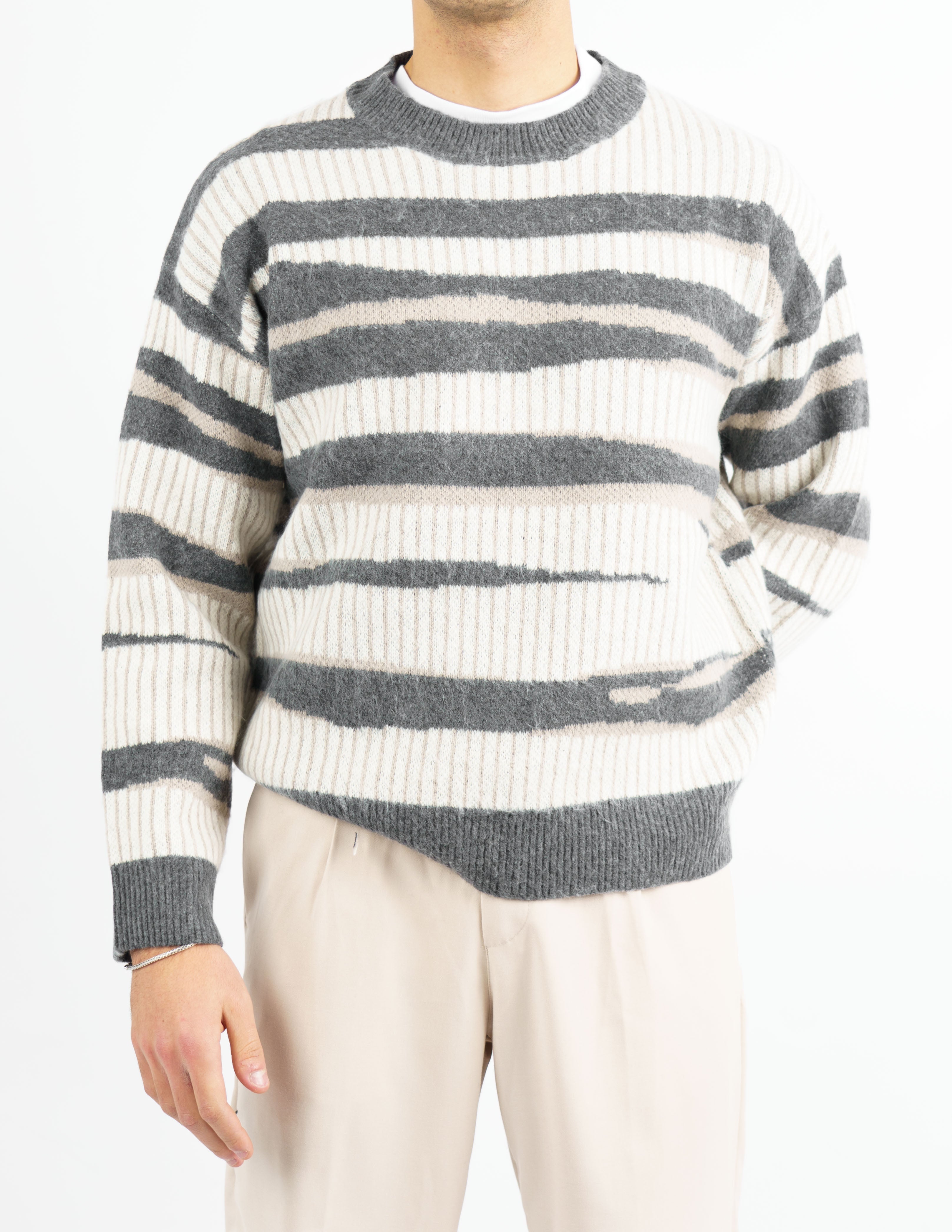 maglione girocollo effetto jaquard