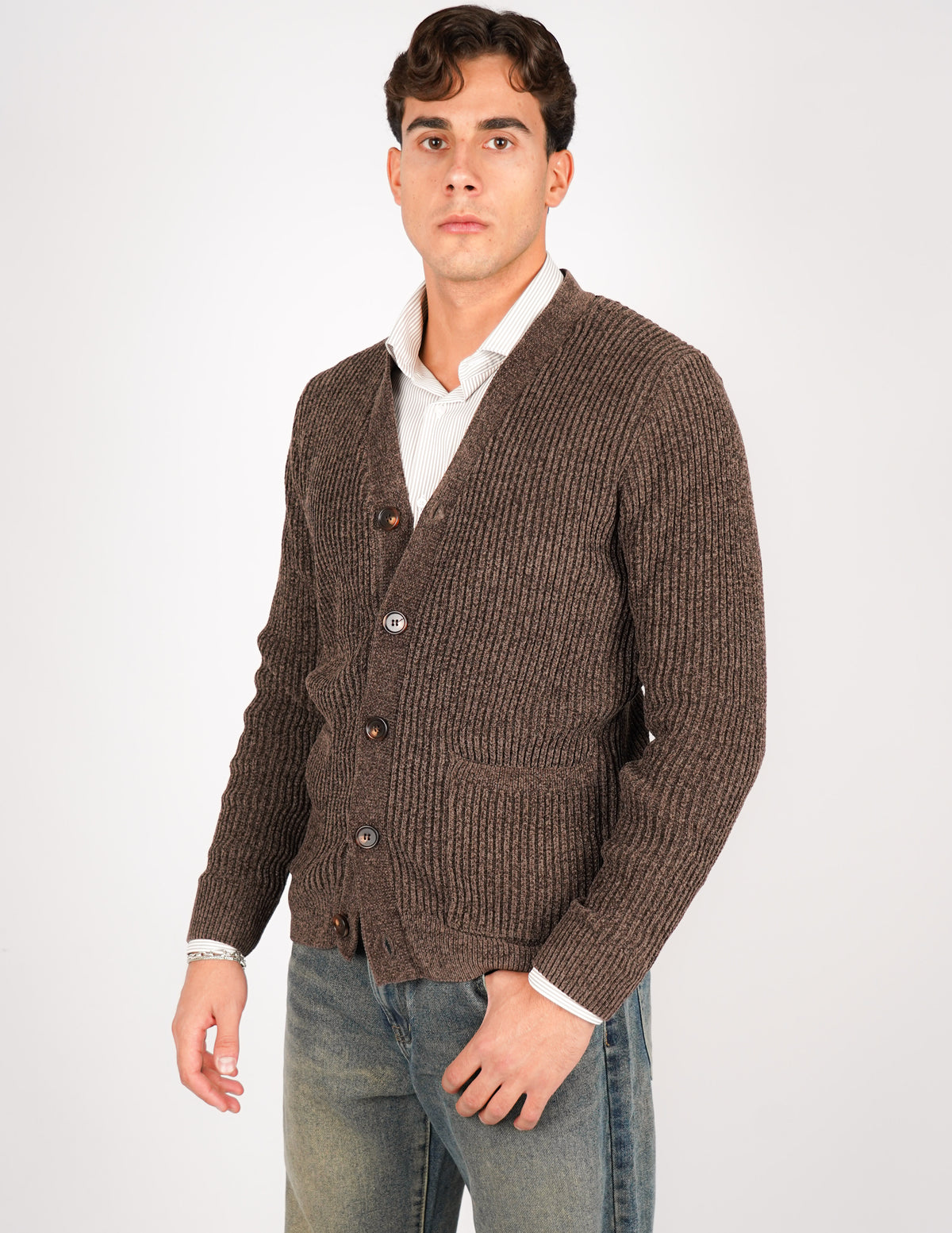 CARDIGAN IN CINIGLIA CON TASCHE