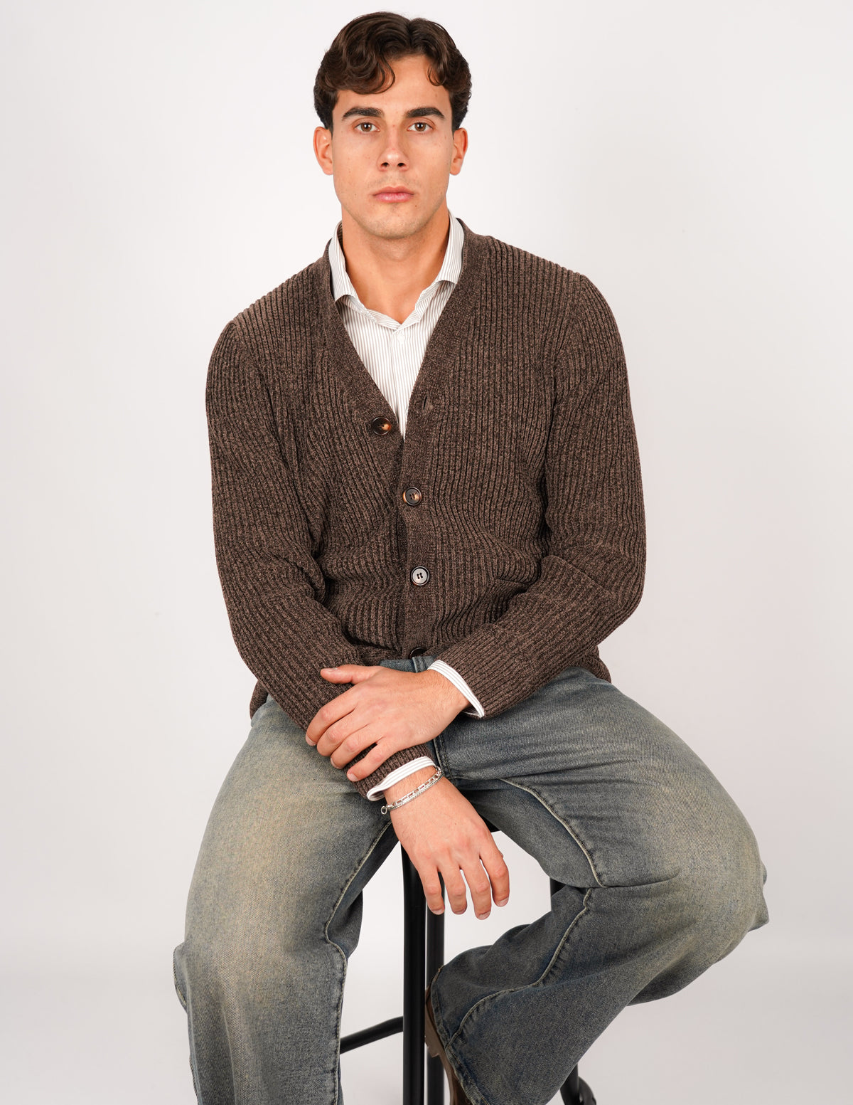 CARDIGAN IN CINIGLIA CON TASCHE
