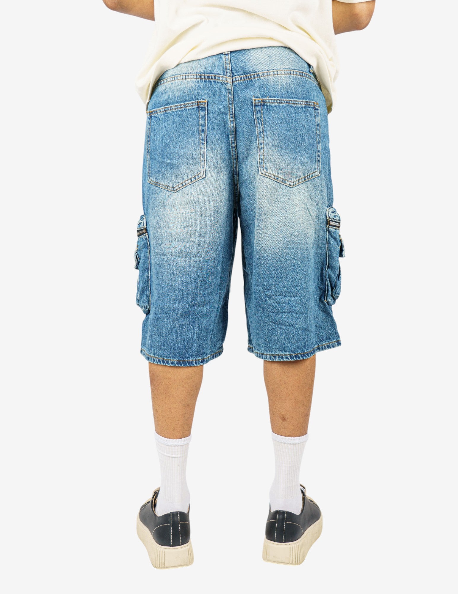 bermuda in denim cargo  baggy fit