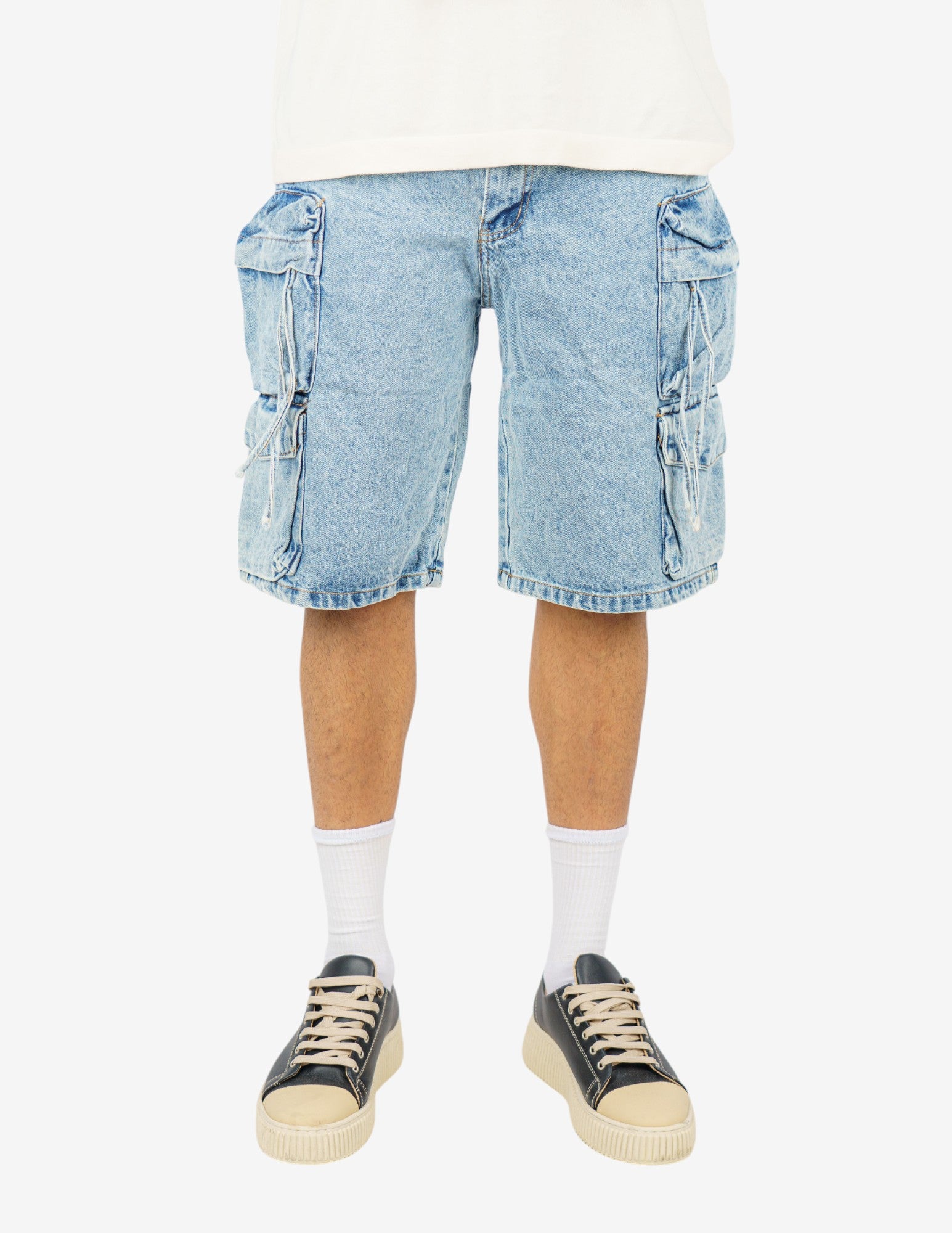 bermuda in denim cargo