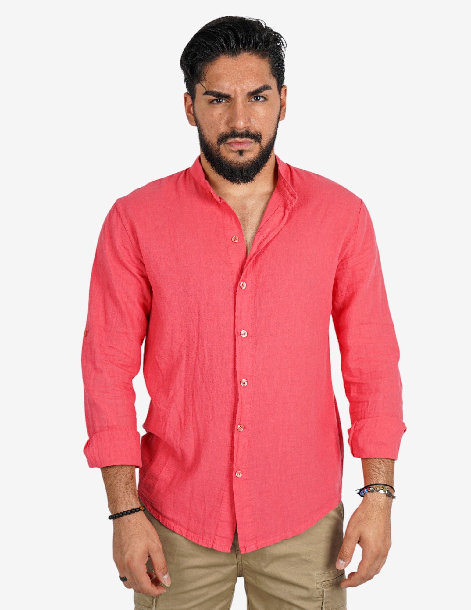 Camicia uomo in misto lino coreano