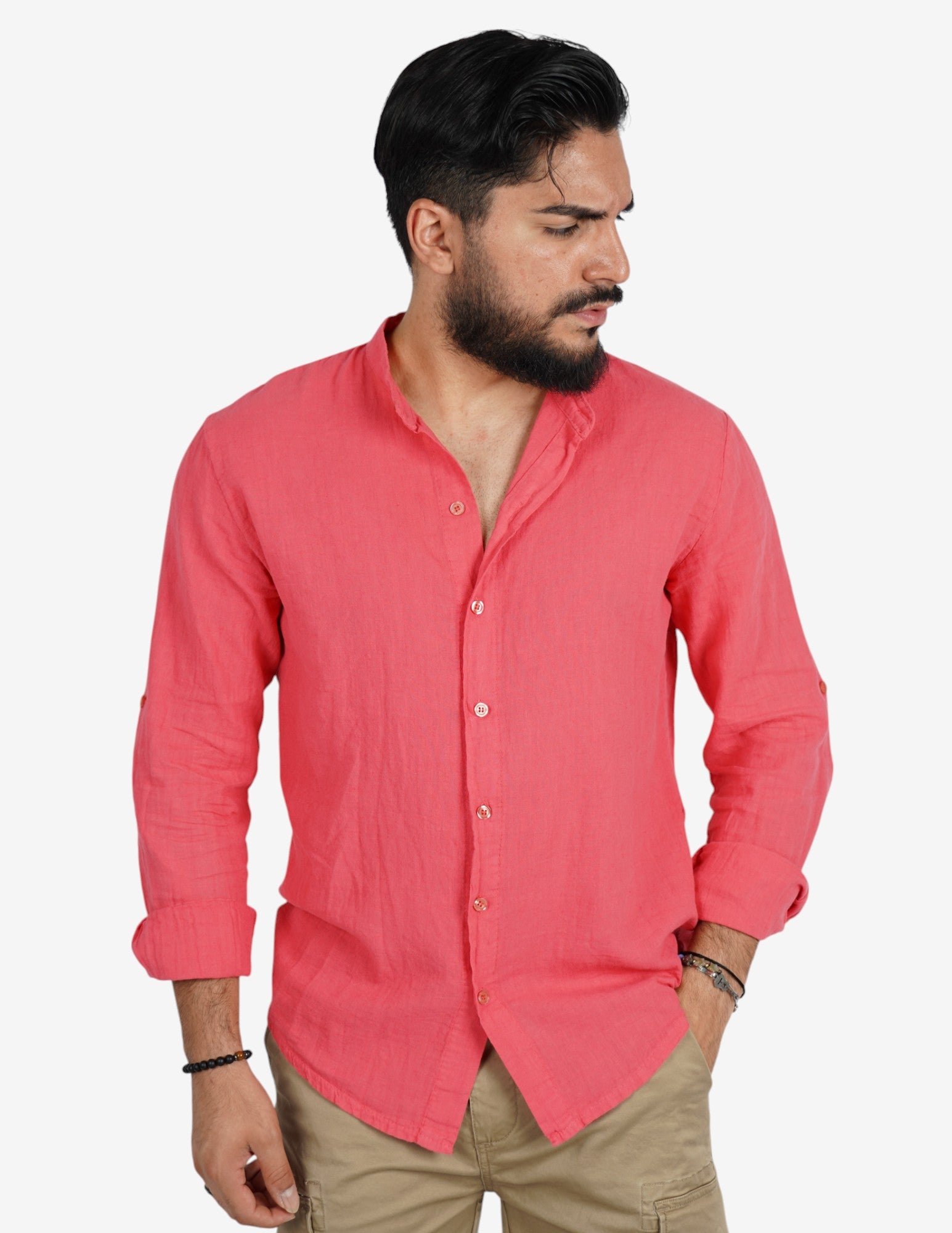 Camicia uomo in misto lino coreano