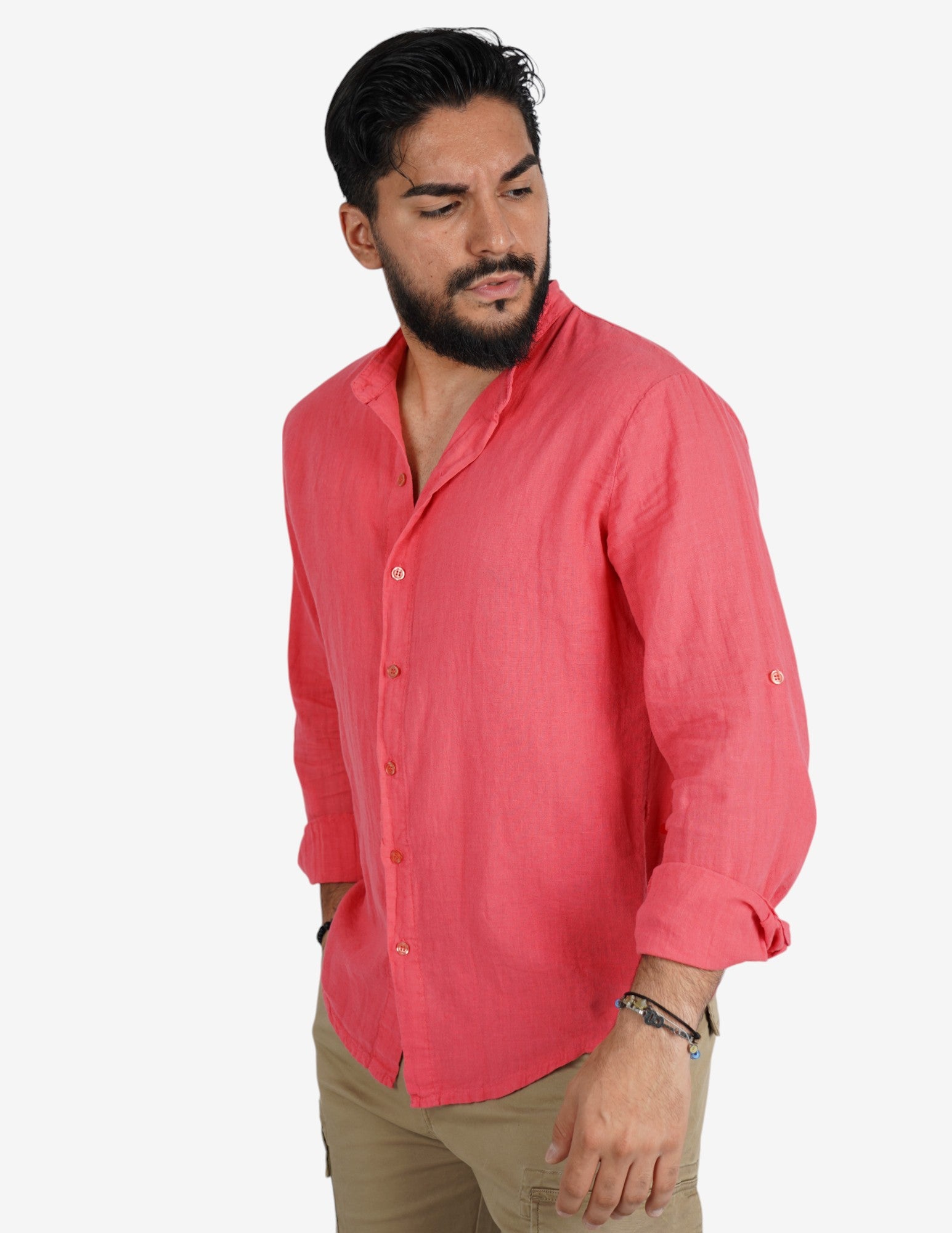 Camicia uomo in misto lino coreano