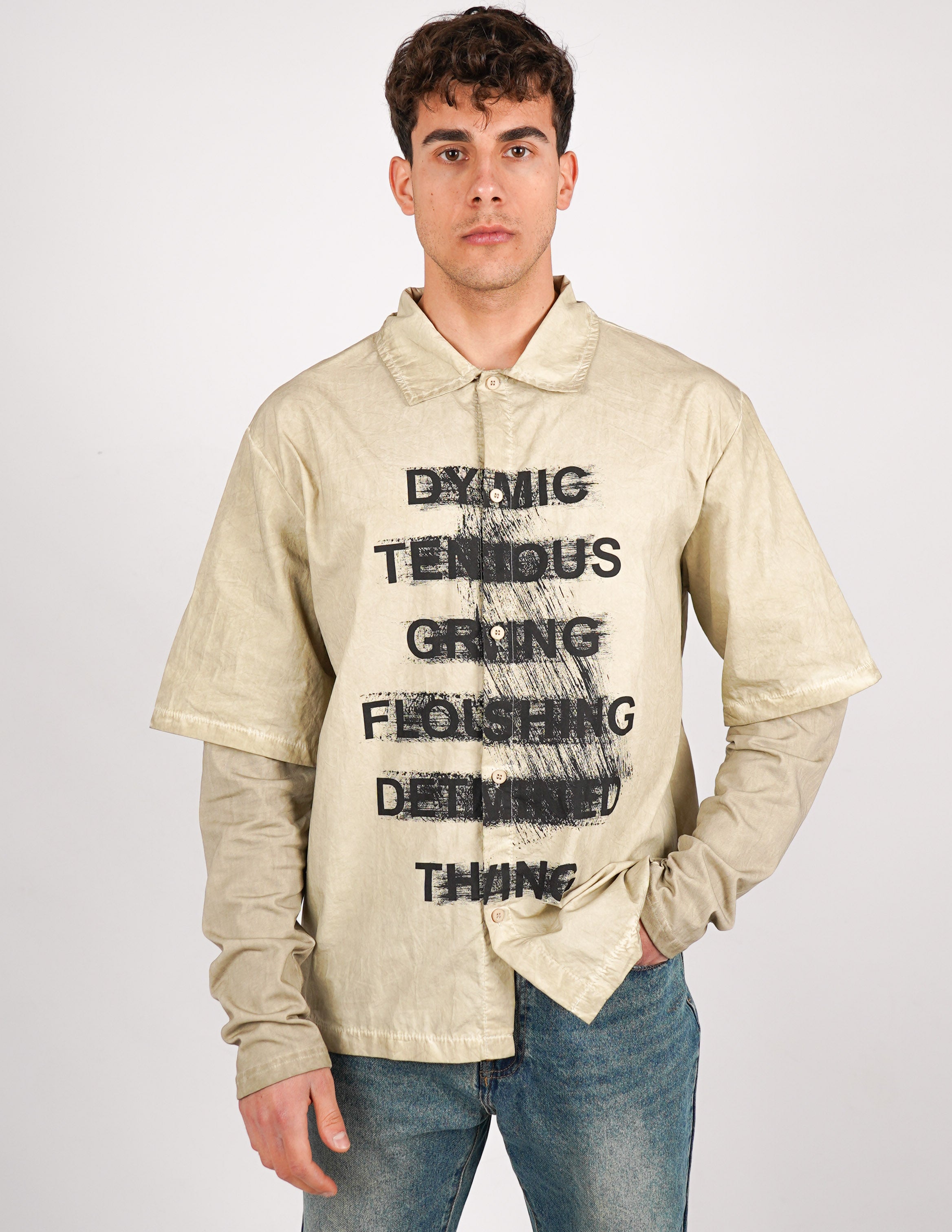 CAMICIA MANICA LUNGA STRUTTURATA CON STAMPA