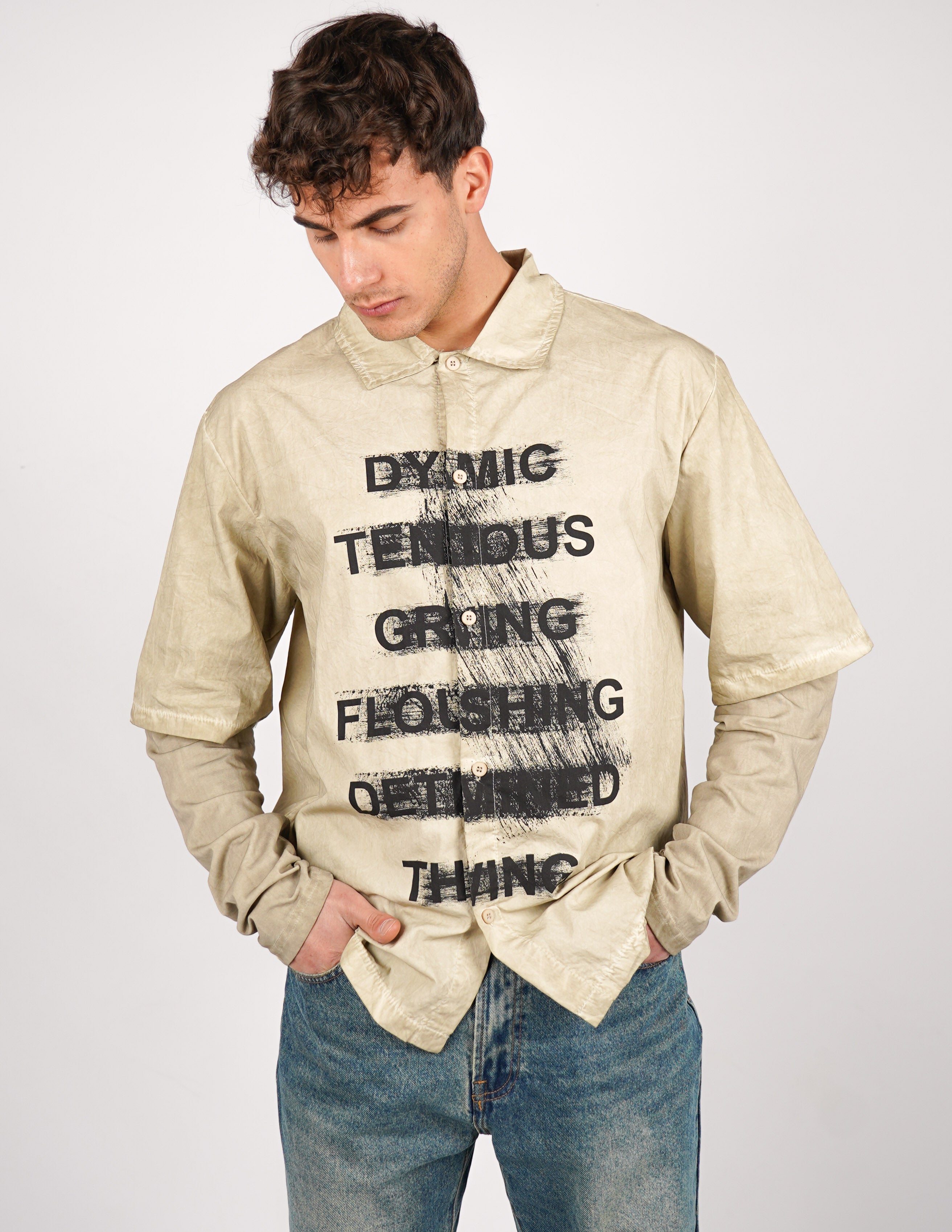 CAMICIA MANICA LUNGA STRUTTURATA CON STAMPA