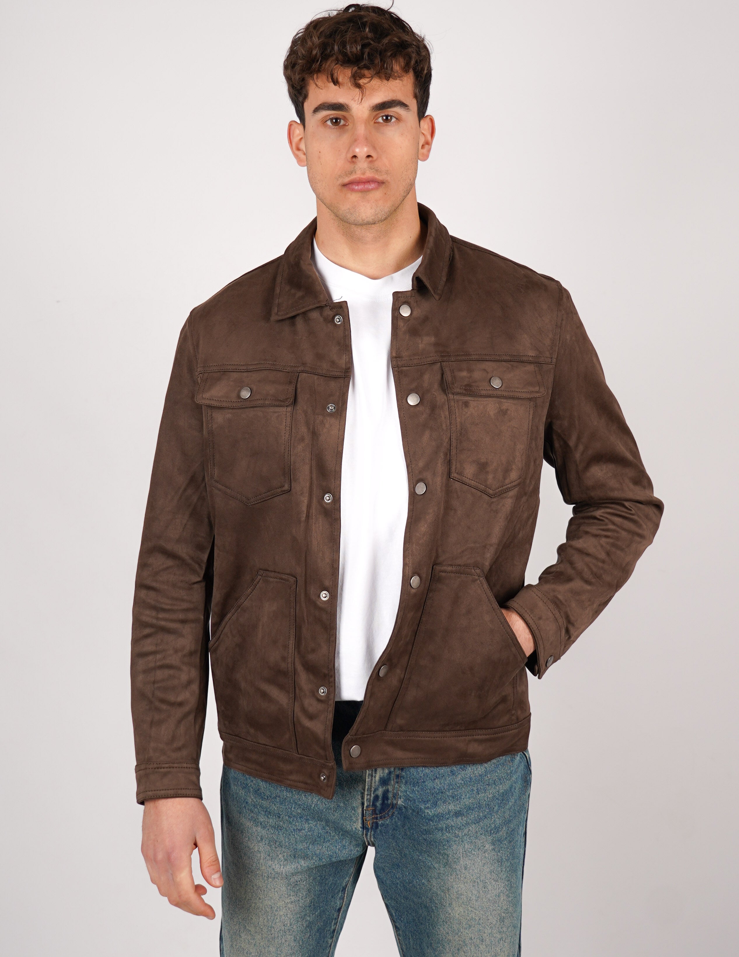 GIUBBINO CON TASCHE IN CAMOSCIO