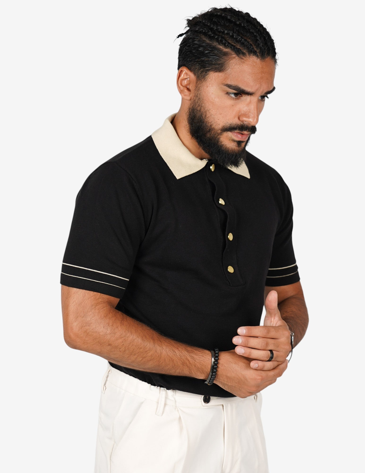 Polo strutturata con collo a contrasto