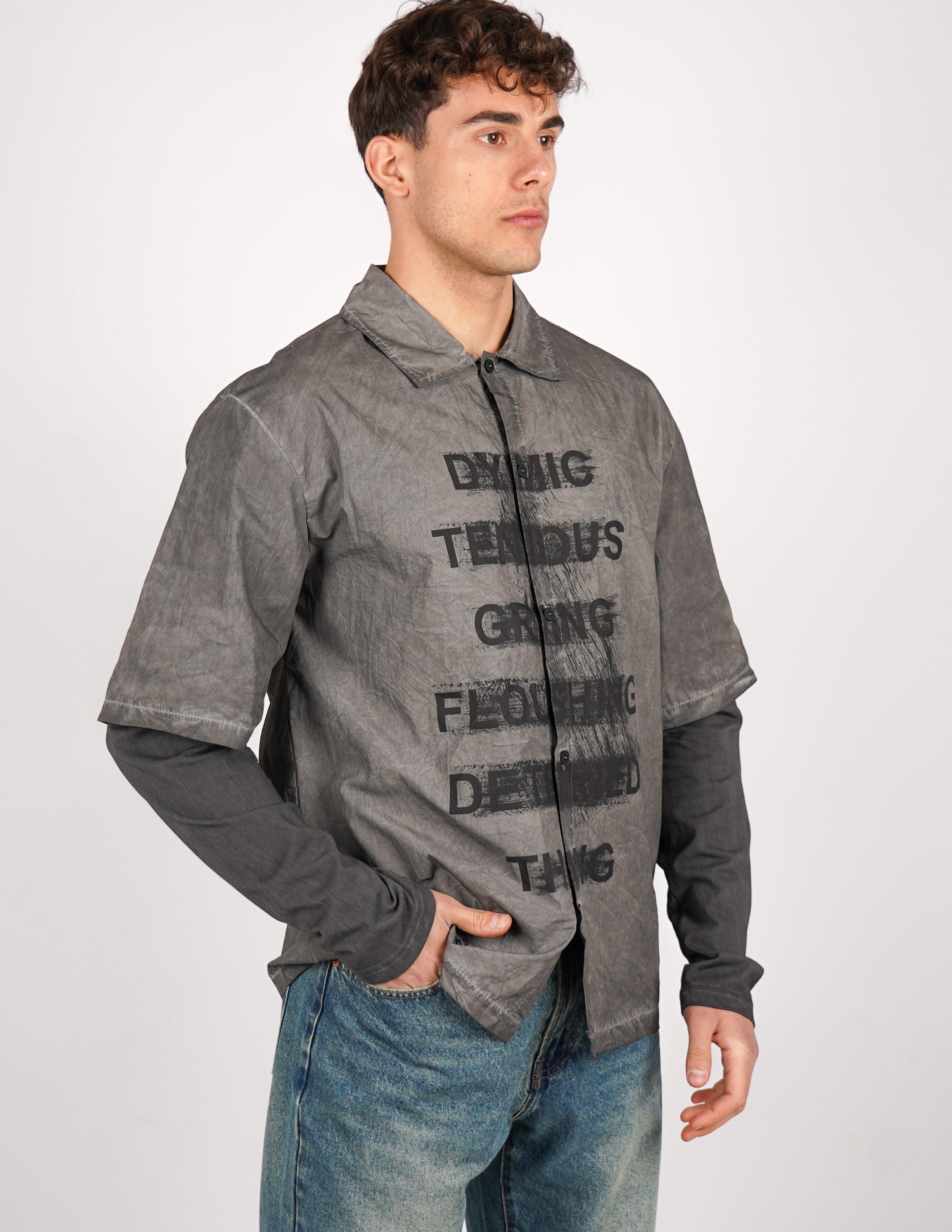 CAMICIA MANICA LUNGA STRUTTURATA CON STAMPA
