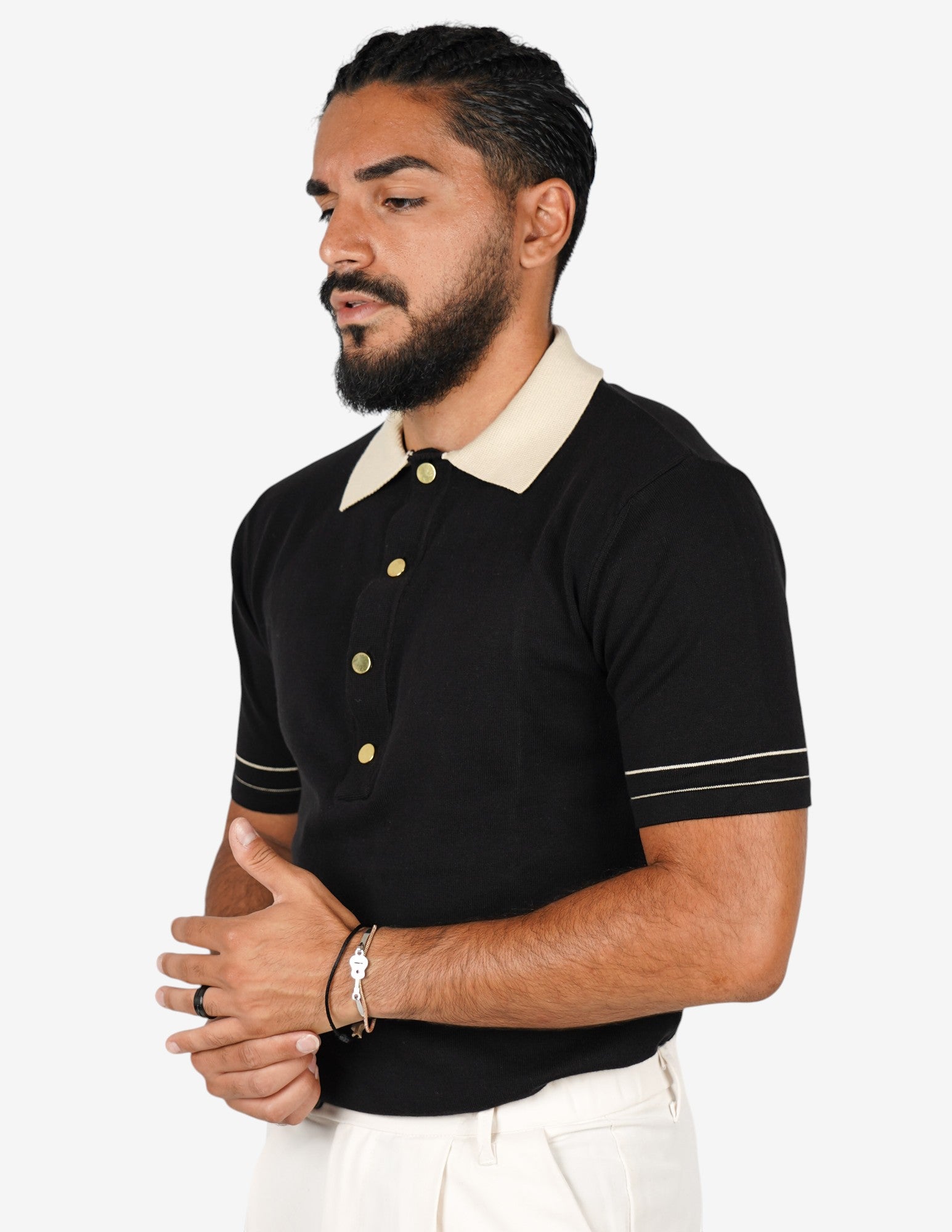 Polo strutturata con collo a contrasto