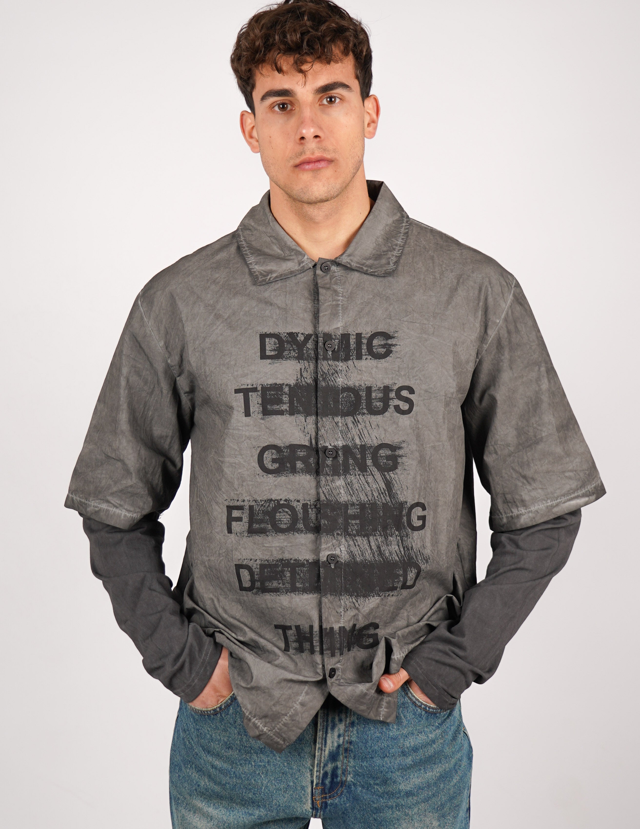 CAMICIA MANICA LUNGA STRUTTURATA CON STAMPA